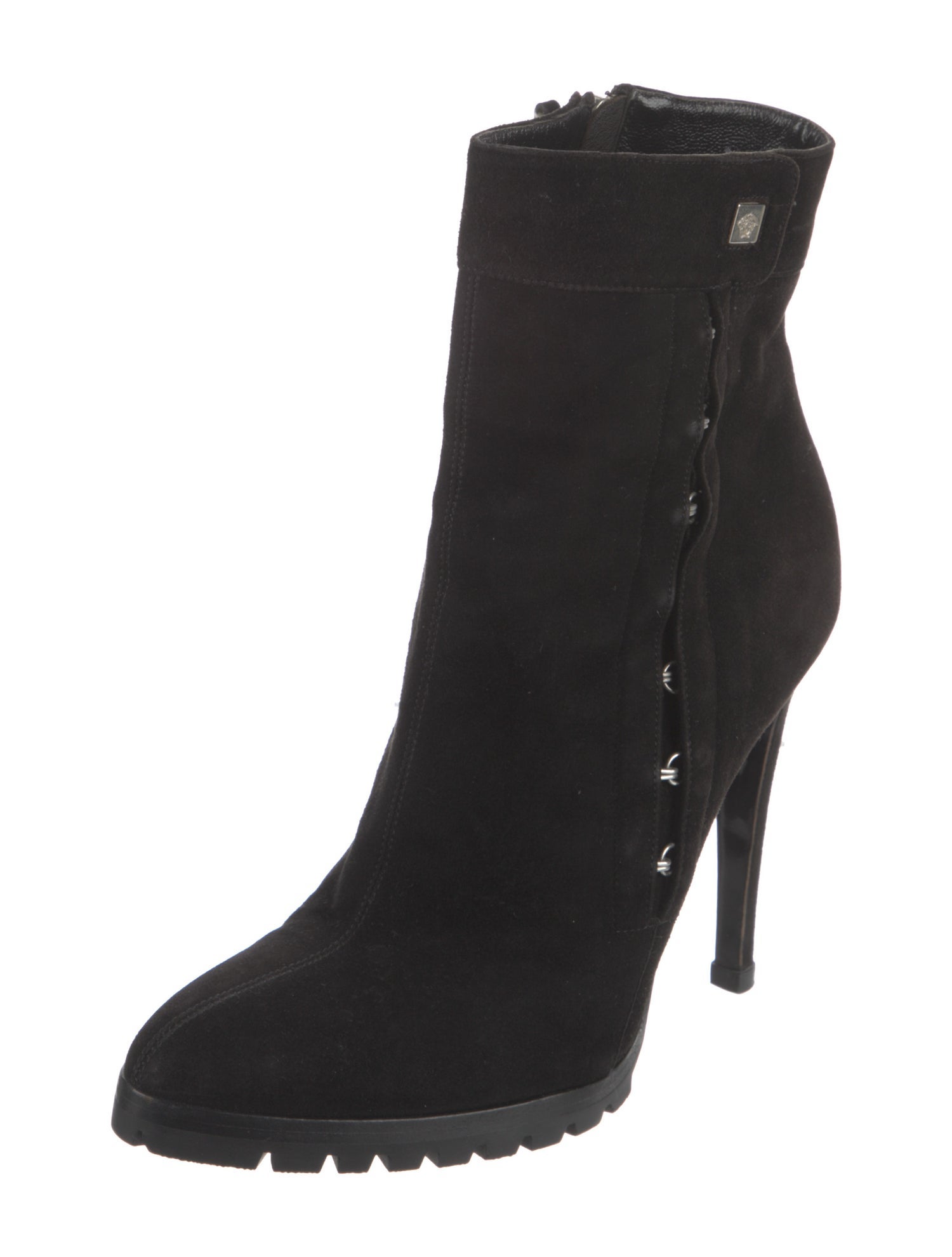 Gianni Versace Medusa Insignia Suede Lace-Up Boots