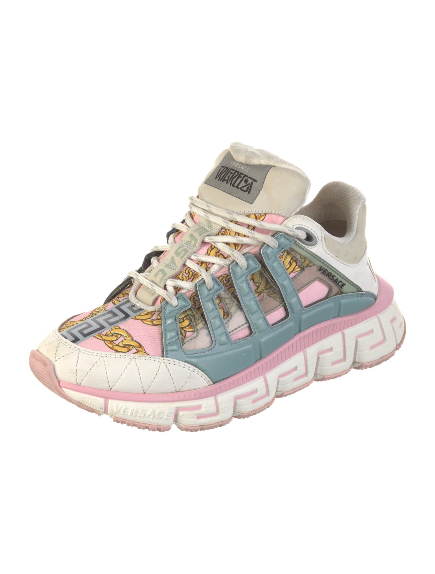 Versace Leather Colorblock Pattern Sneakers
