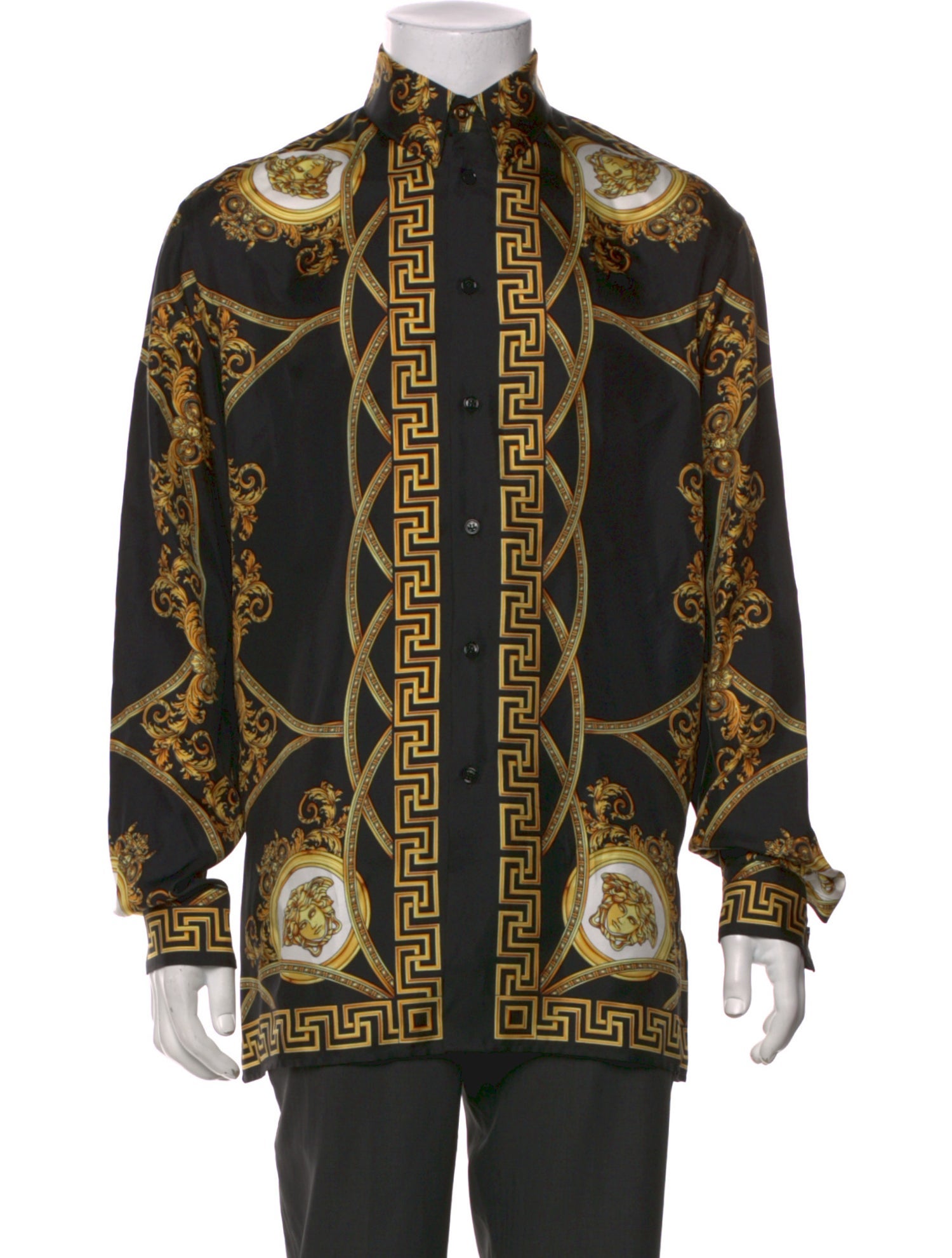 Versace Grecca Pattern Silk Shirt