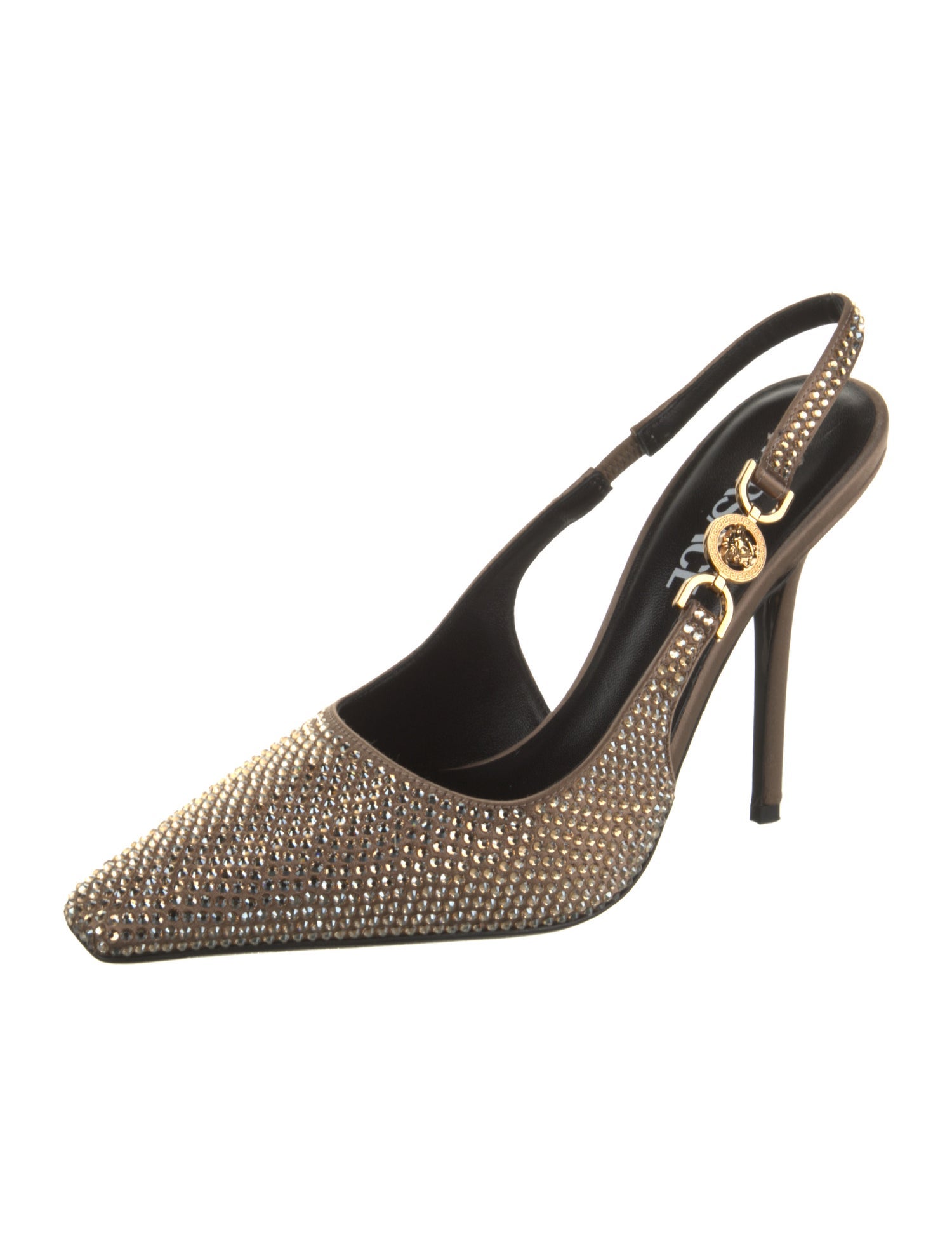 Versace Satin Printed Slingback Pumps