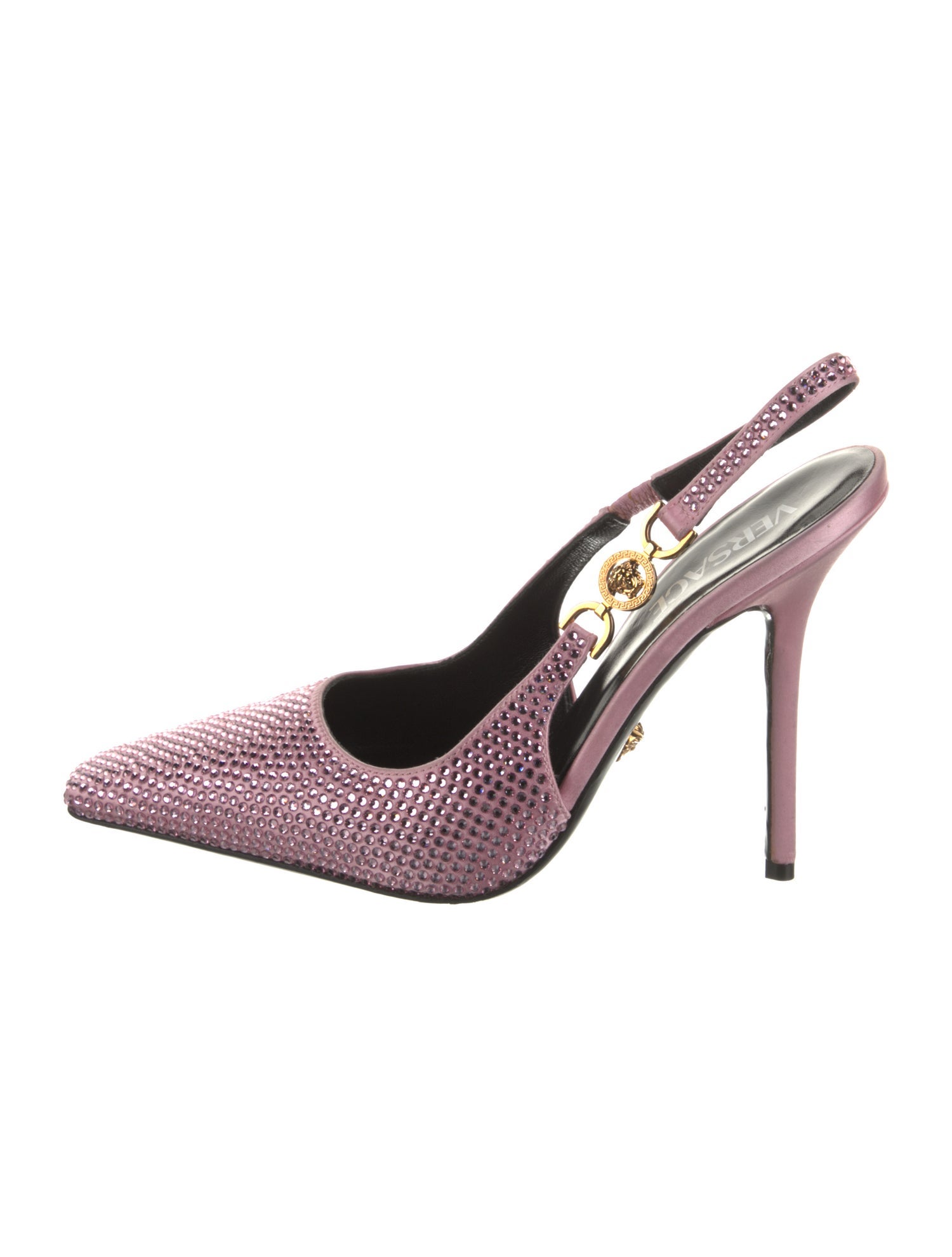 Versace Satin Printed Slingback Pumps