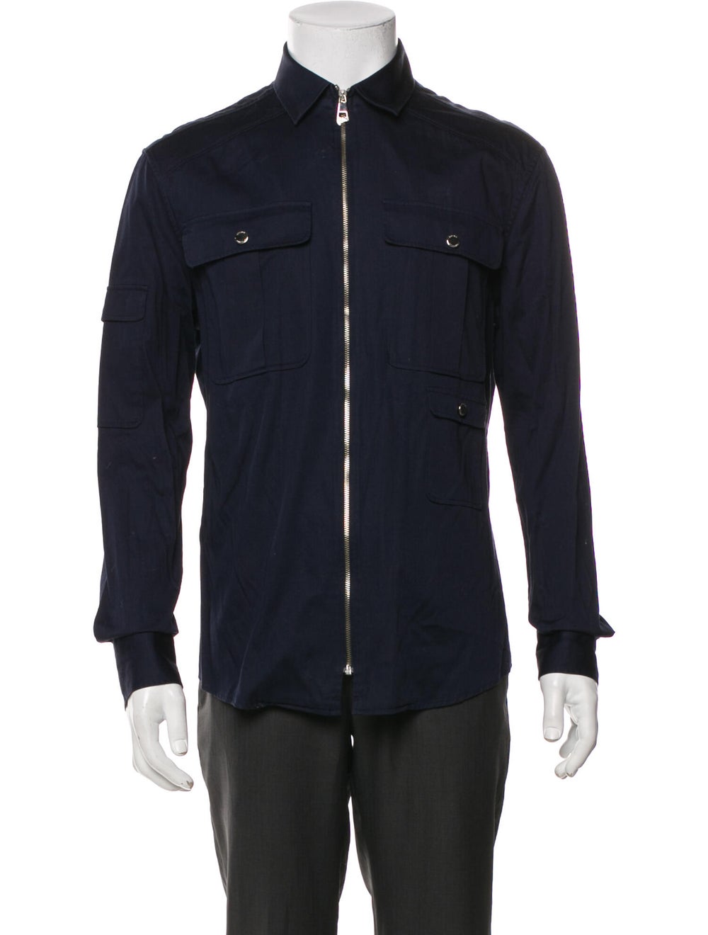Versace Collection Utility Jacket Blue Collar - image 1