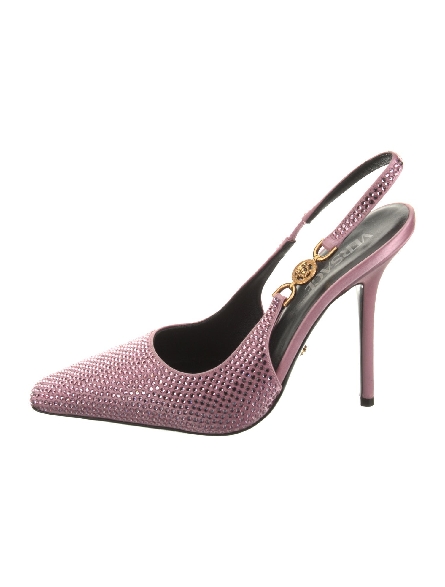 Versace Satin Printed Slingback Pumps