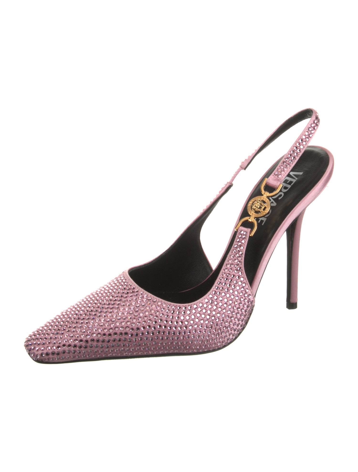Versace Satin Printed Slingback Pumps