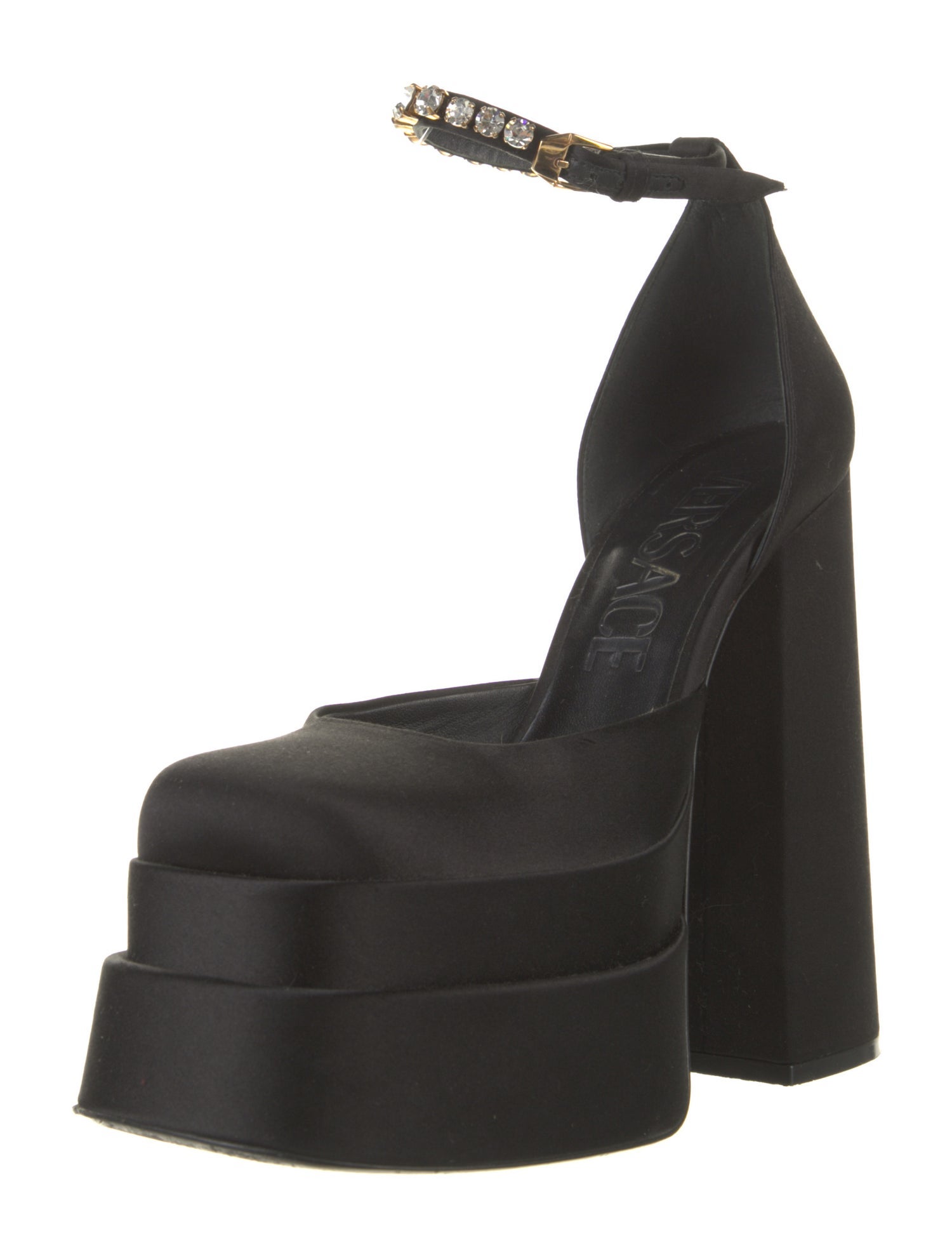 Versace Satin Crystal Embellishments Boots