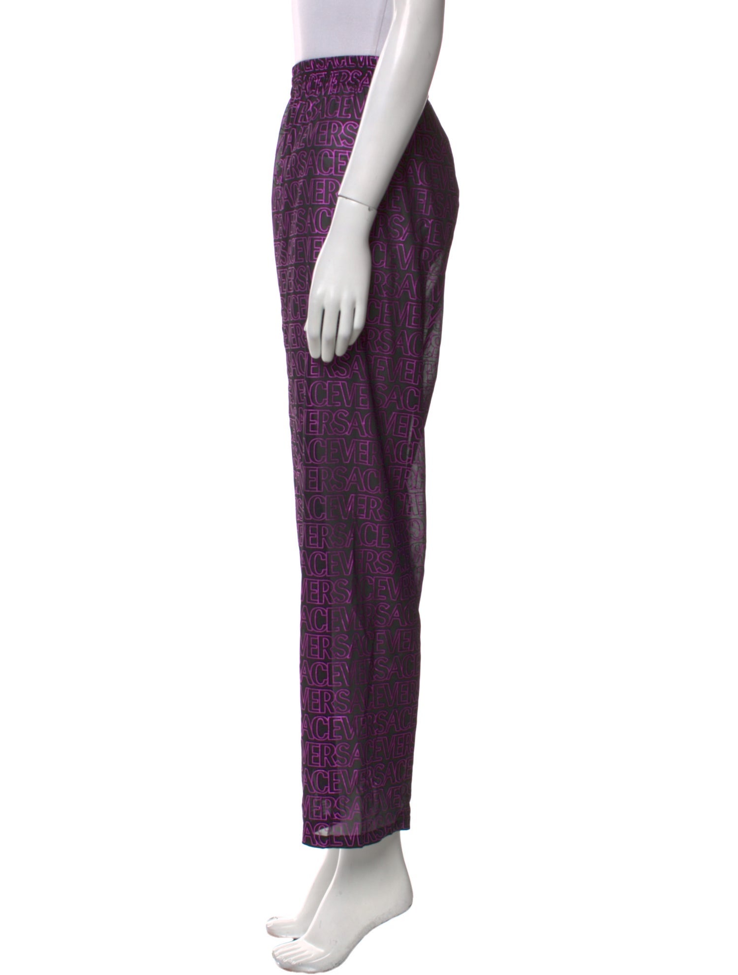 Versace Plaid Print Straight Leg Pants