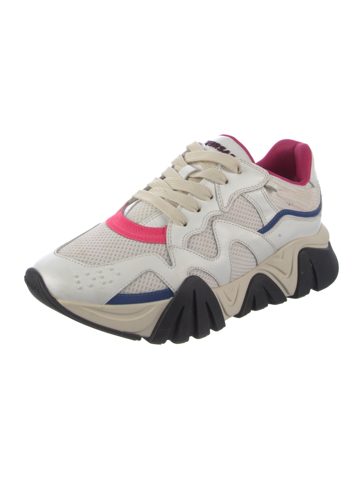 Versace Leather Colorblock Pattern Chunky Sneakers