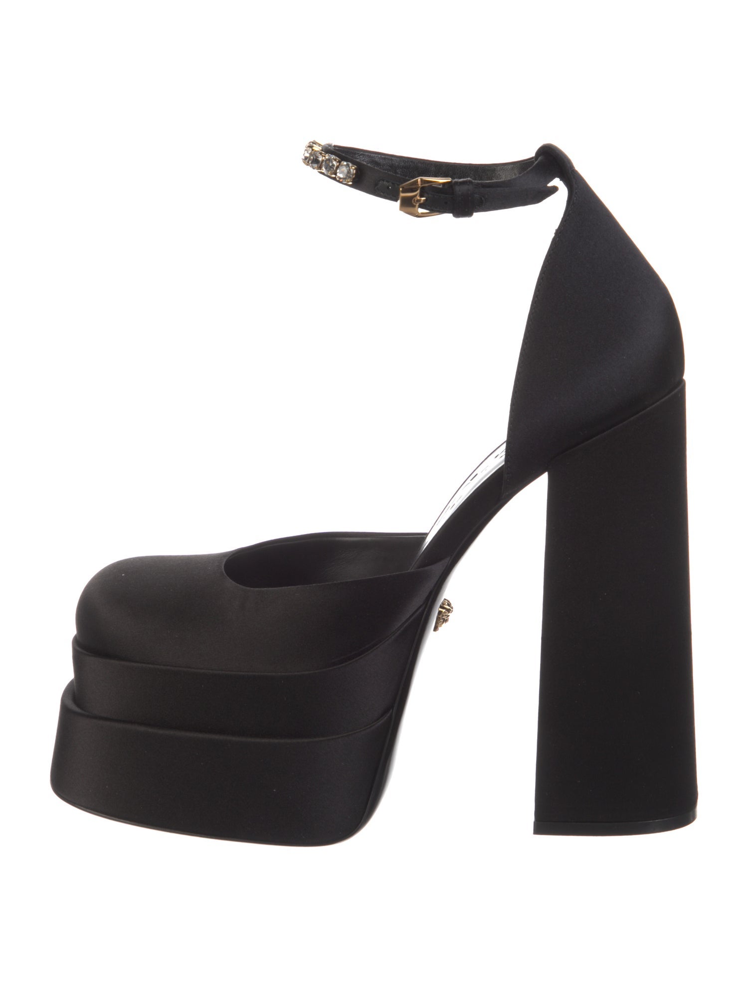 Versace Satin Crystal Embellishments D'Orsay Pumps