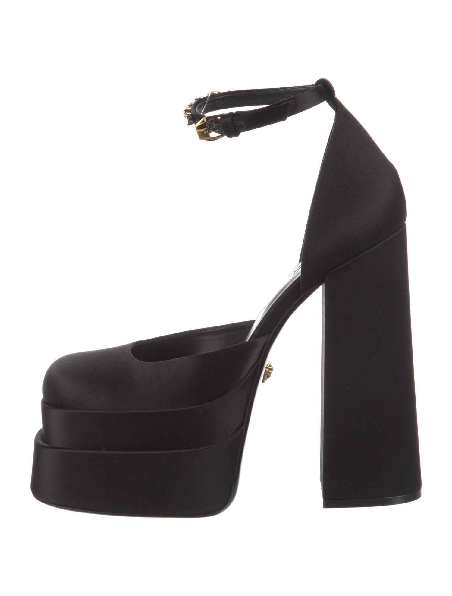 Versace Satin Crystal Embellishments D'Orsay Pumps