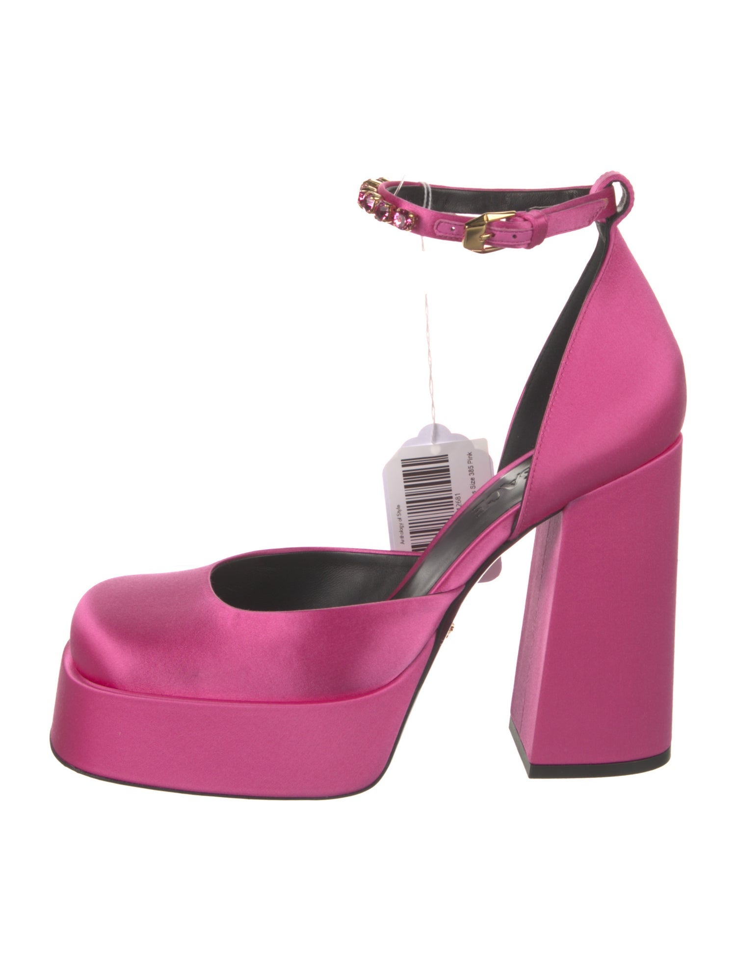 Versace Satin Crystal Embellishments D'Orsay Pumps