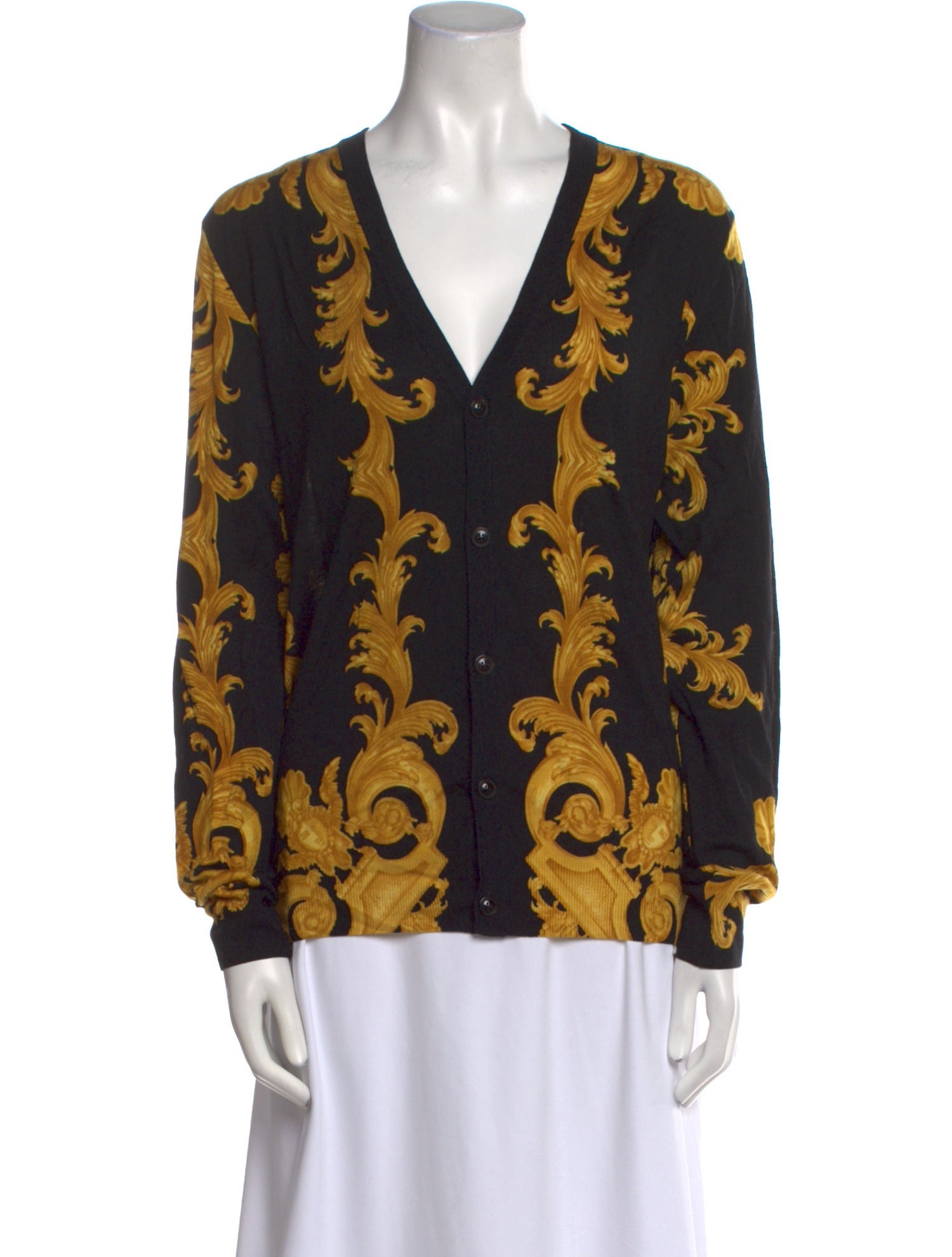 Versace Printed V-Neck Sweater