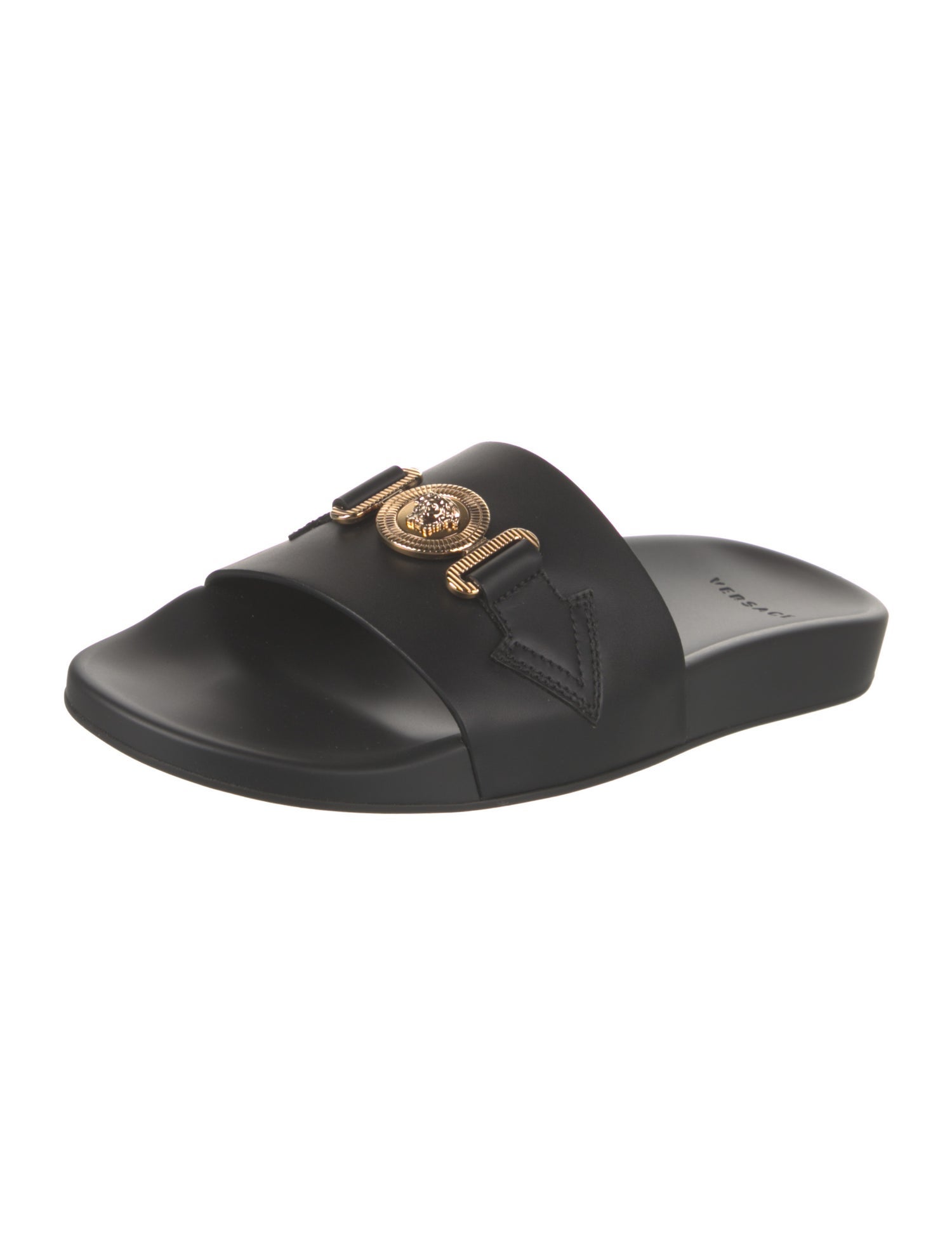 Versace Medusa Insignia Leather Slides