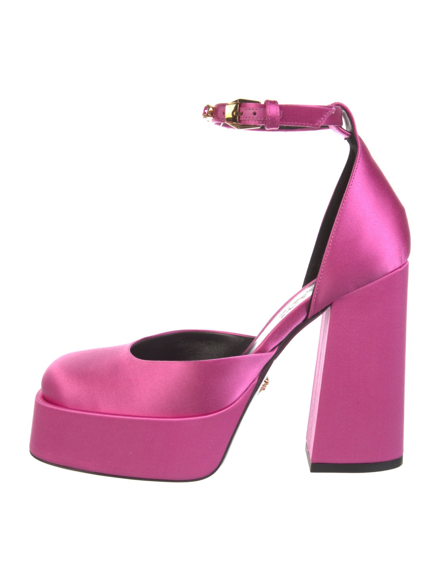 Versace Satin Crystal Embellishments D'Orsay Pumps