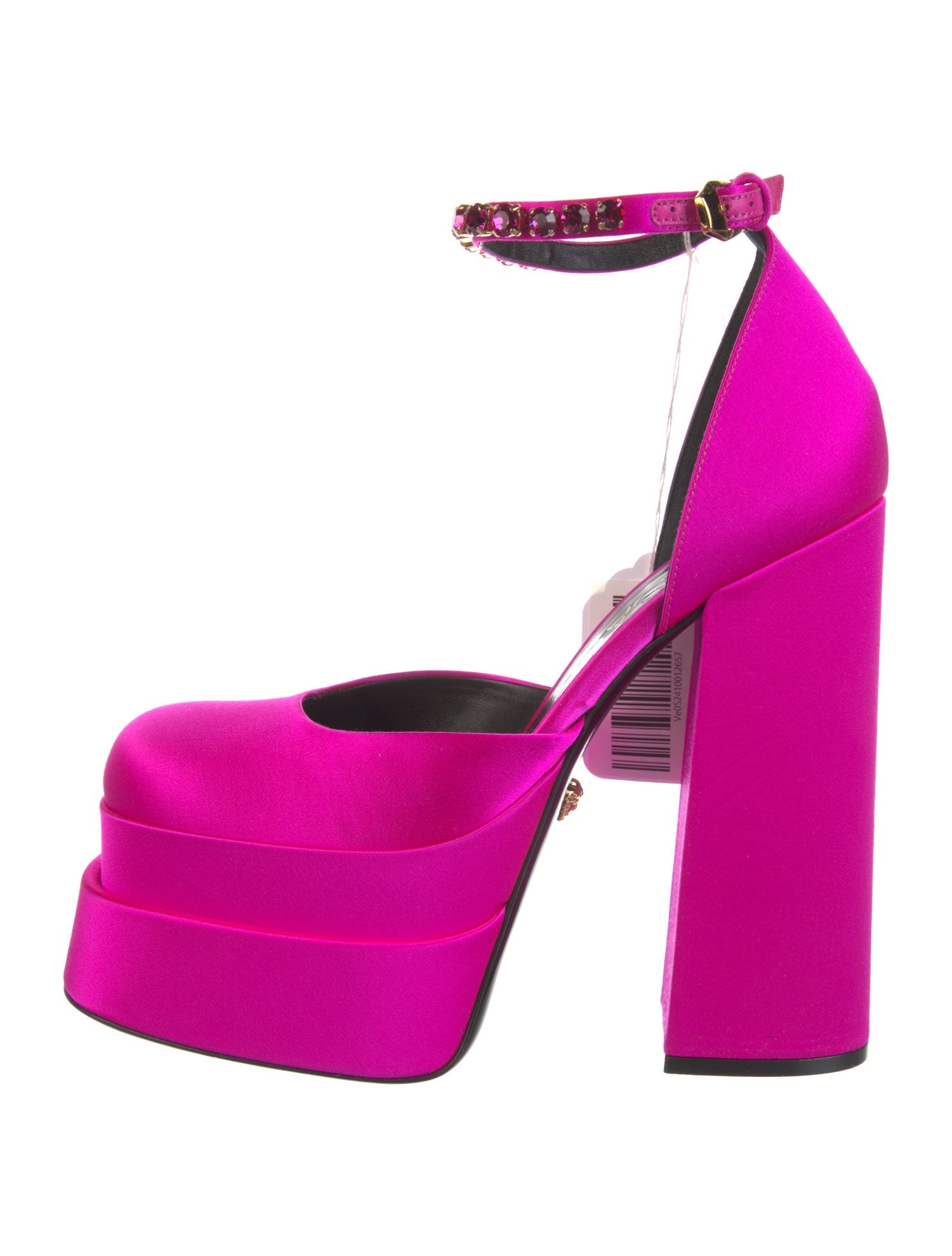 Versace Satin Crystal Embellishments D'Orsay Pumps