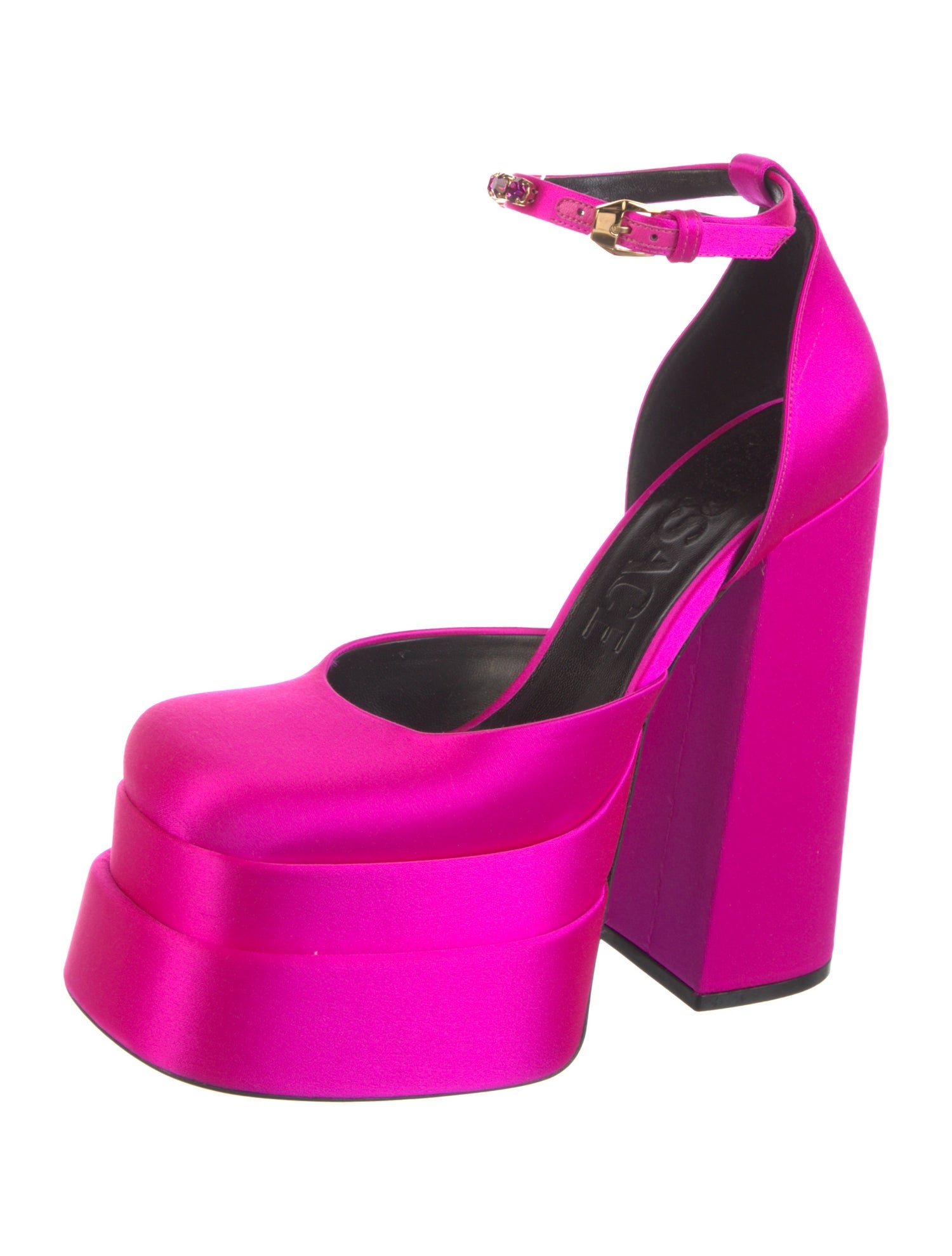 Versace Medusa Insignia Satin D'Orsay Pumps w/ Tags