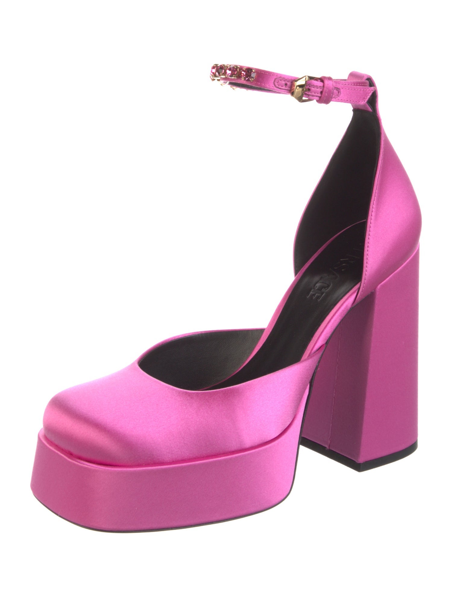 Versace Satin Crystal Embellishments D'Orsay Pumps w/ Tags