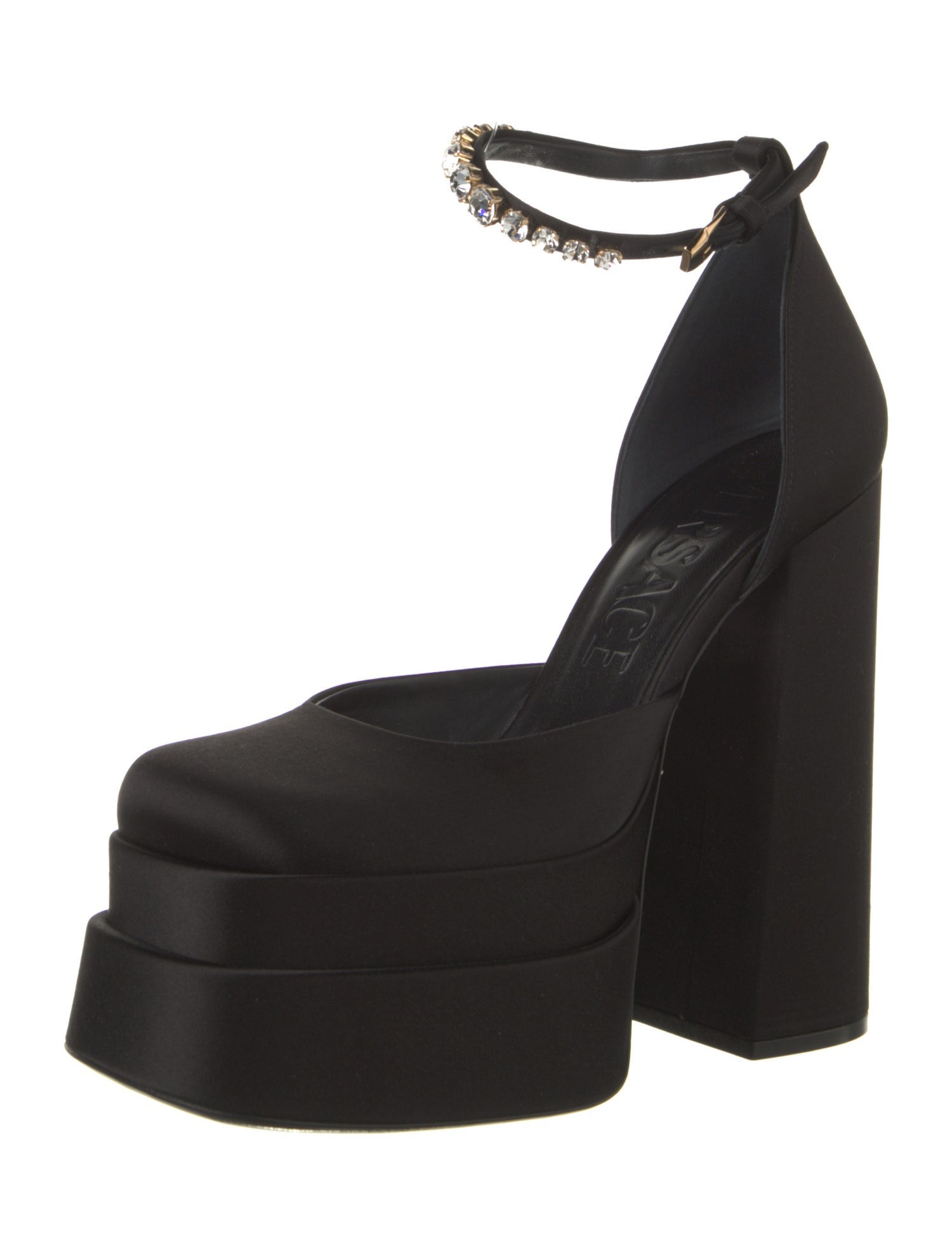 Versace Satin Crystal Embellishments Sandals