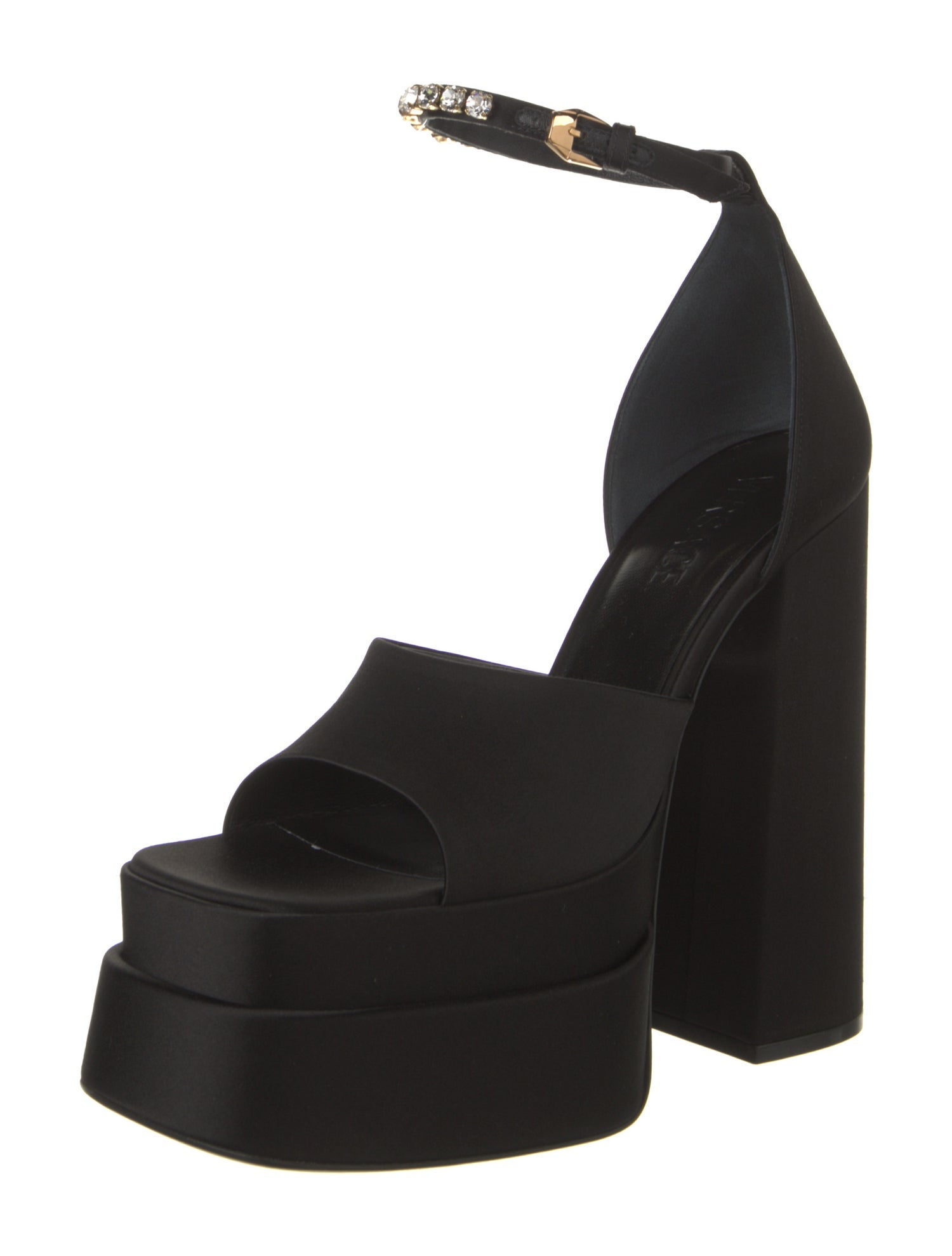 Versace Satin Crystal Embellishments Sandals