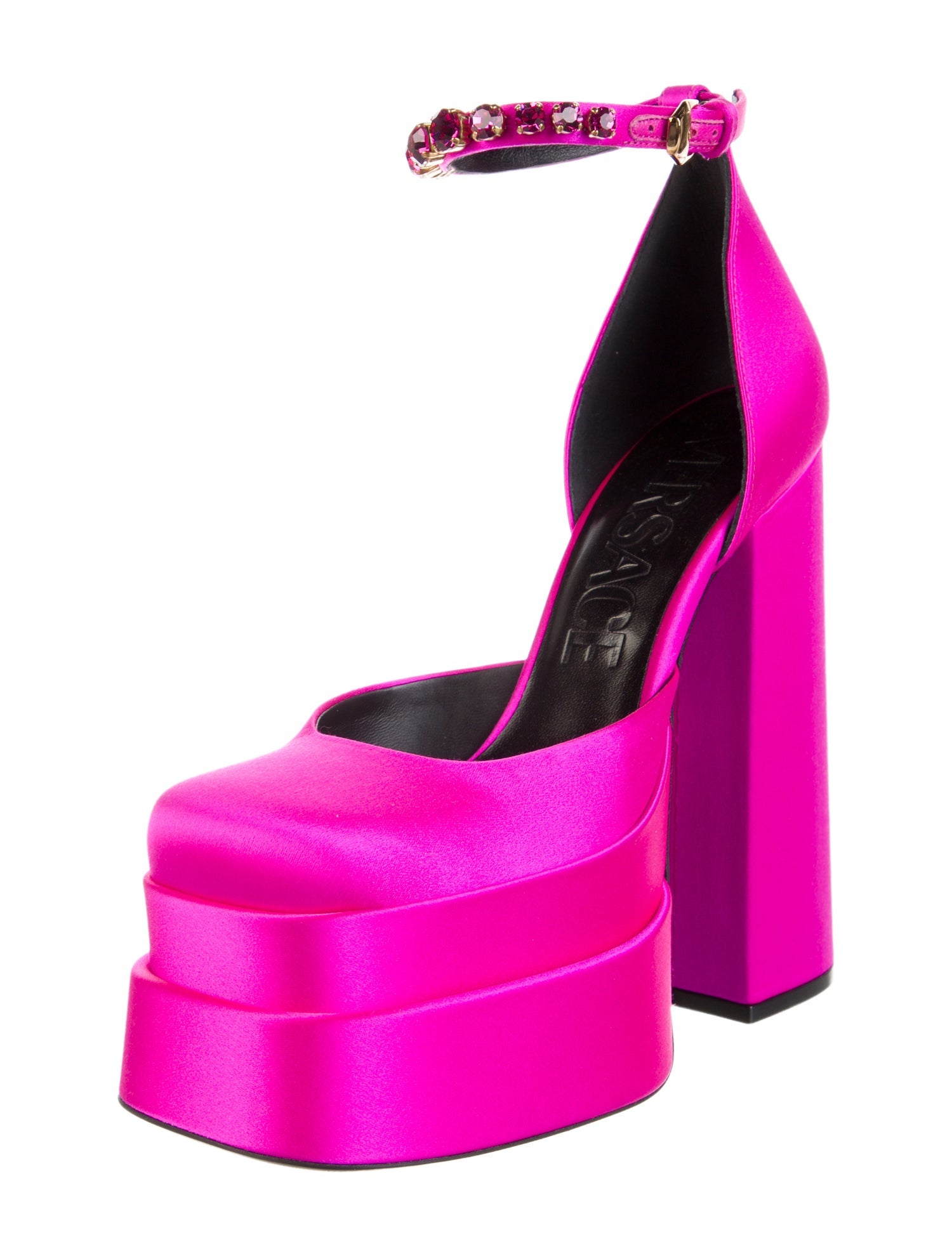 Versace Medusa Insignia Satin D'Orsay Pumps