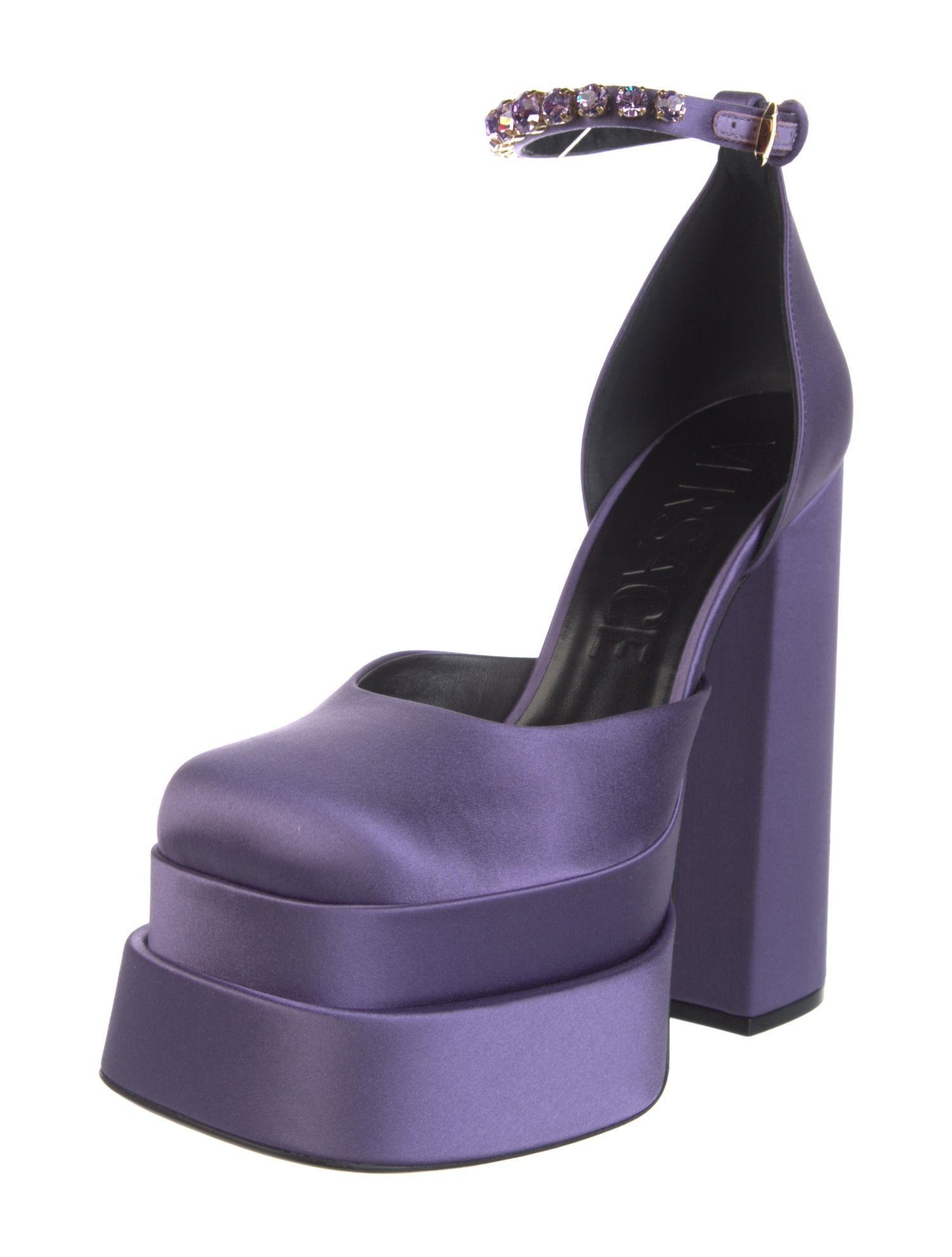 Versace Medusa Insignia Satin D'Orsay Pumps