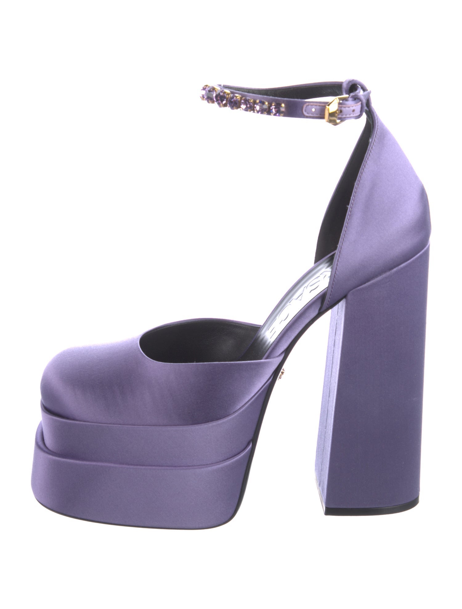 Versace Satin Crystal Embellishments D'Orsay Pumps w/ Tags