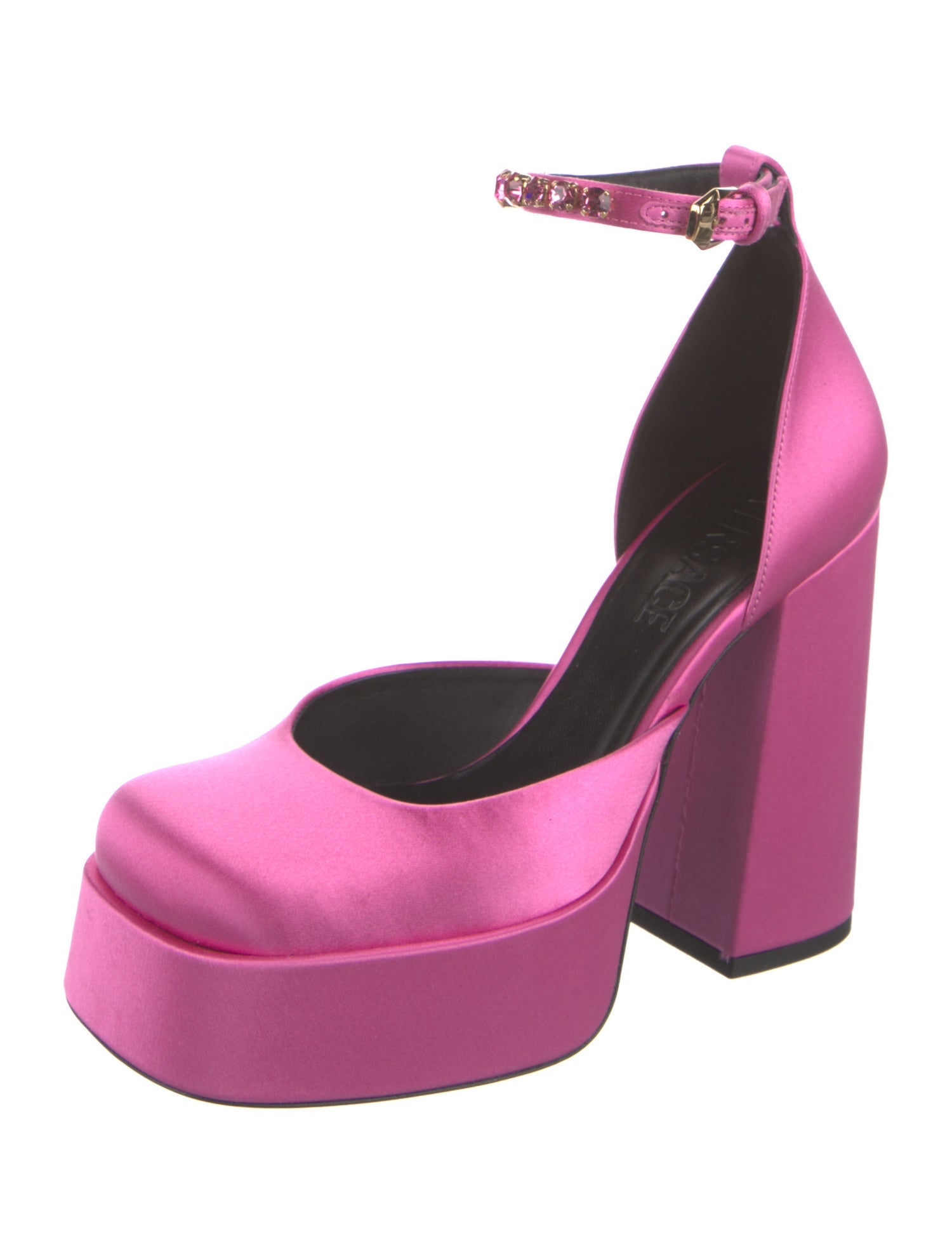 Versace Satin Crystal Embellishments D'Orsay Pumps w/ Tags