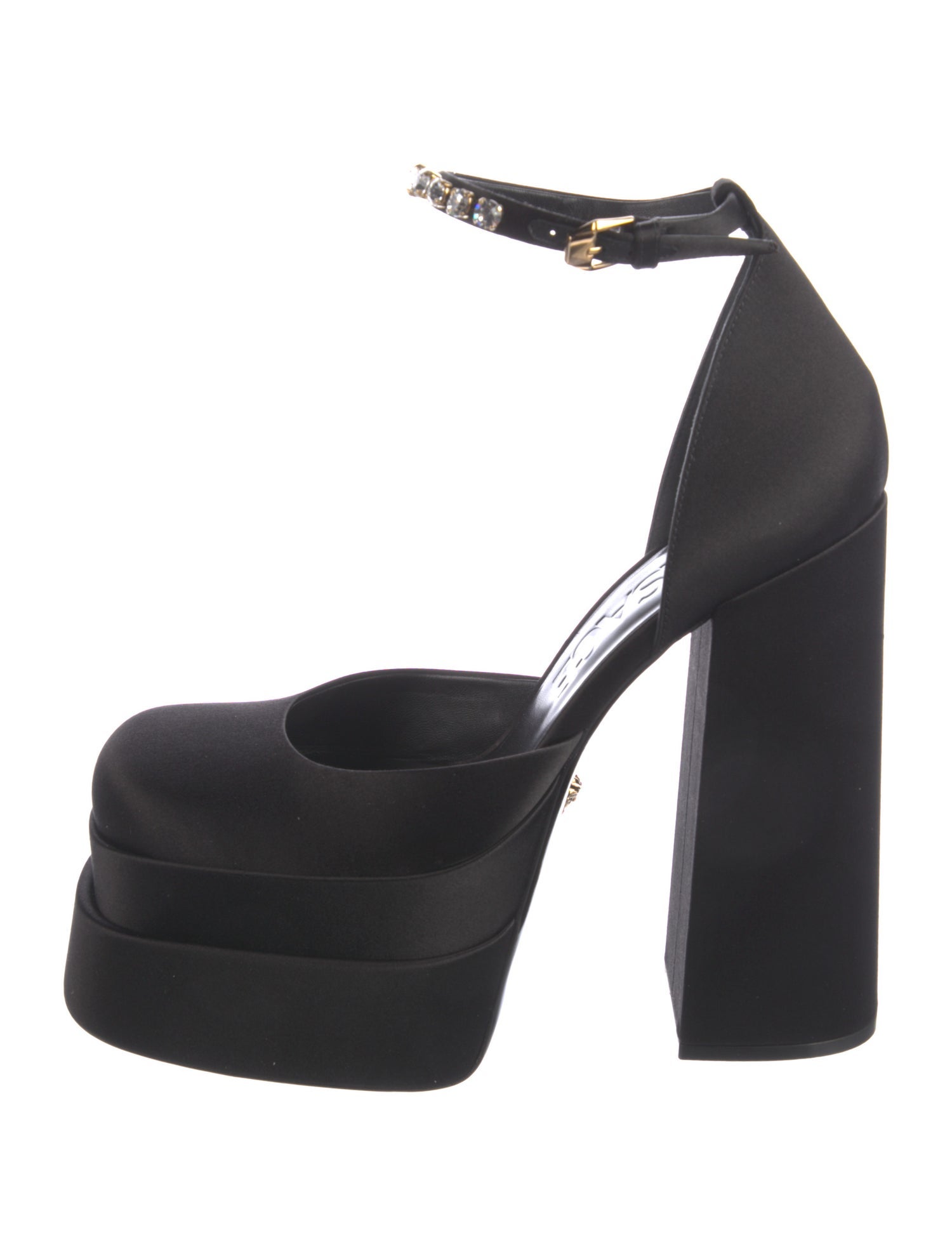 Versace Medusa Insignia Satin D'Orsay Pumps w/ Tags