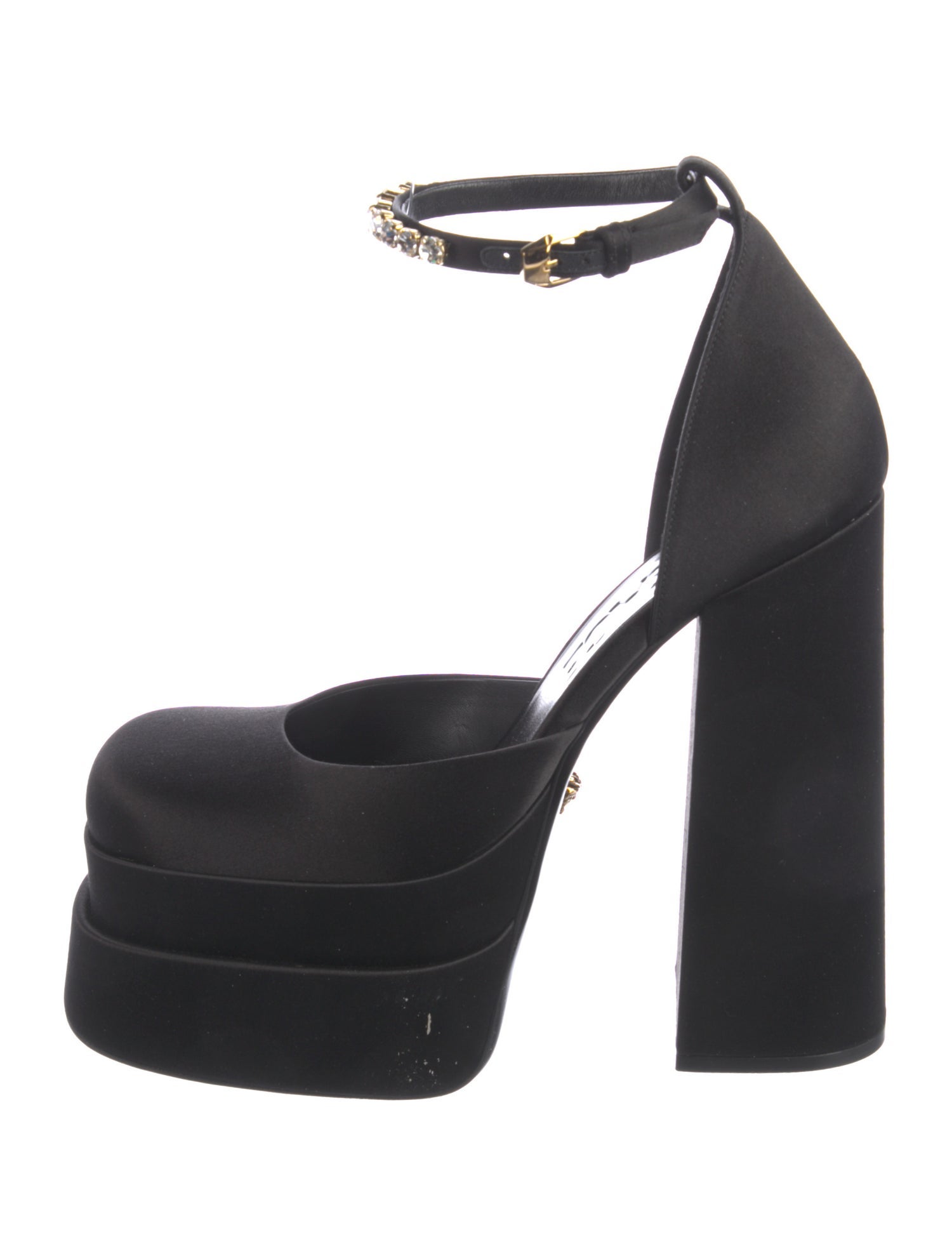 Versace Satin Crystal Embellishments D'Orsay Pumps w/ Tags