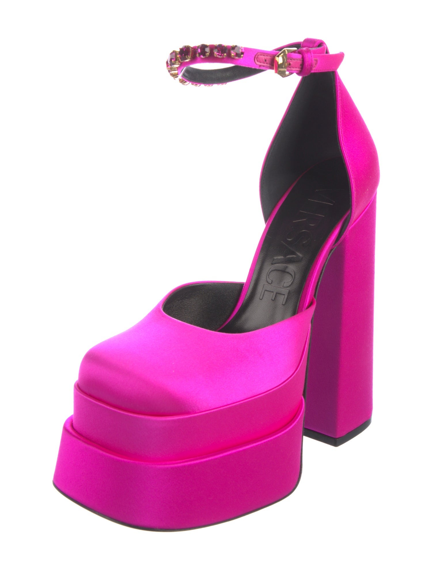 Versace Medusa Insignia Satin D'Orsay Pumps