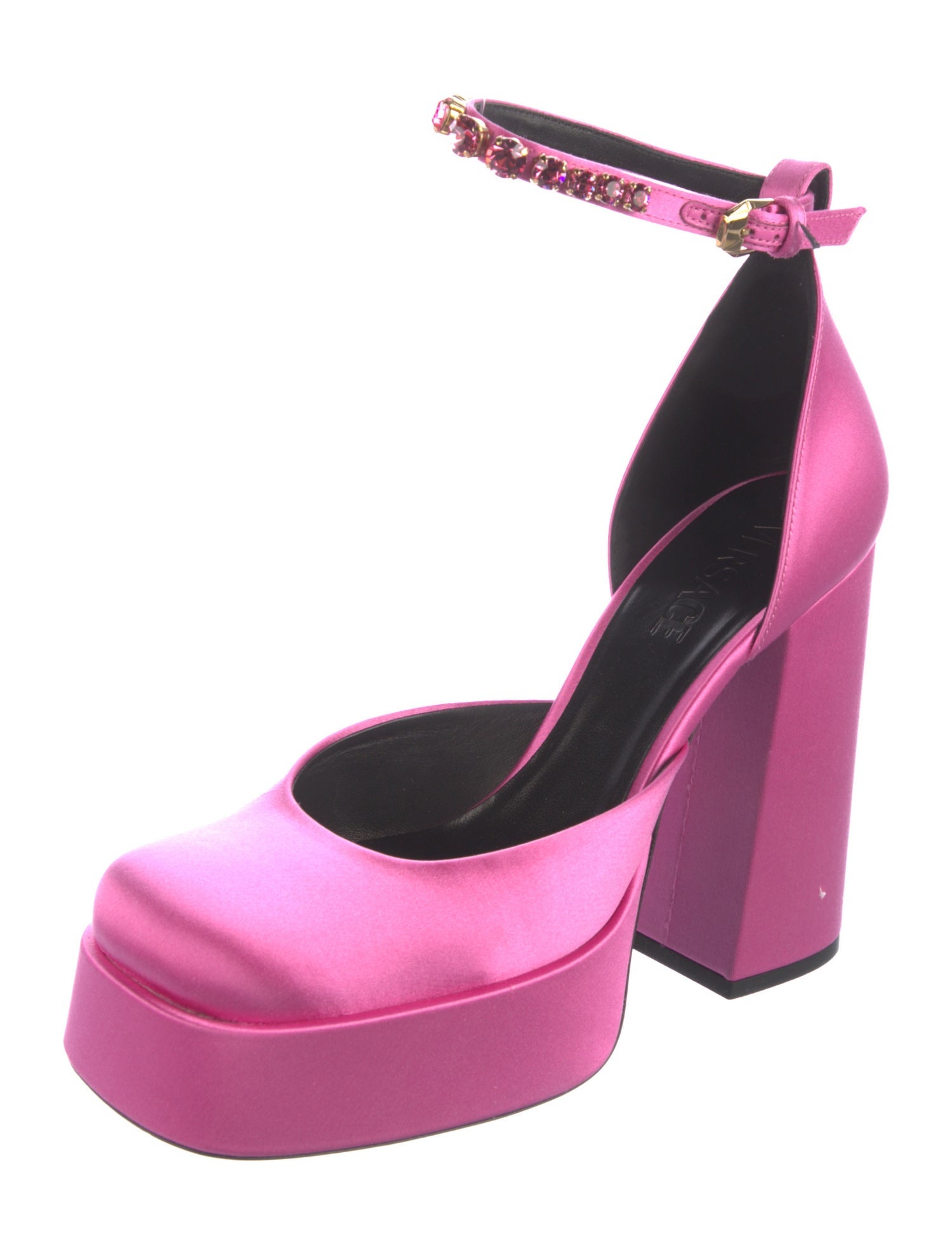 Versace Satin Crystal Embellishments D'Orsay Pumps w/ Tags