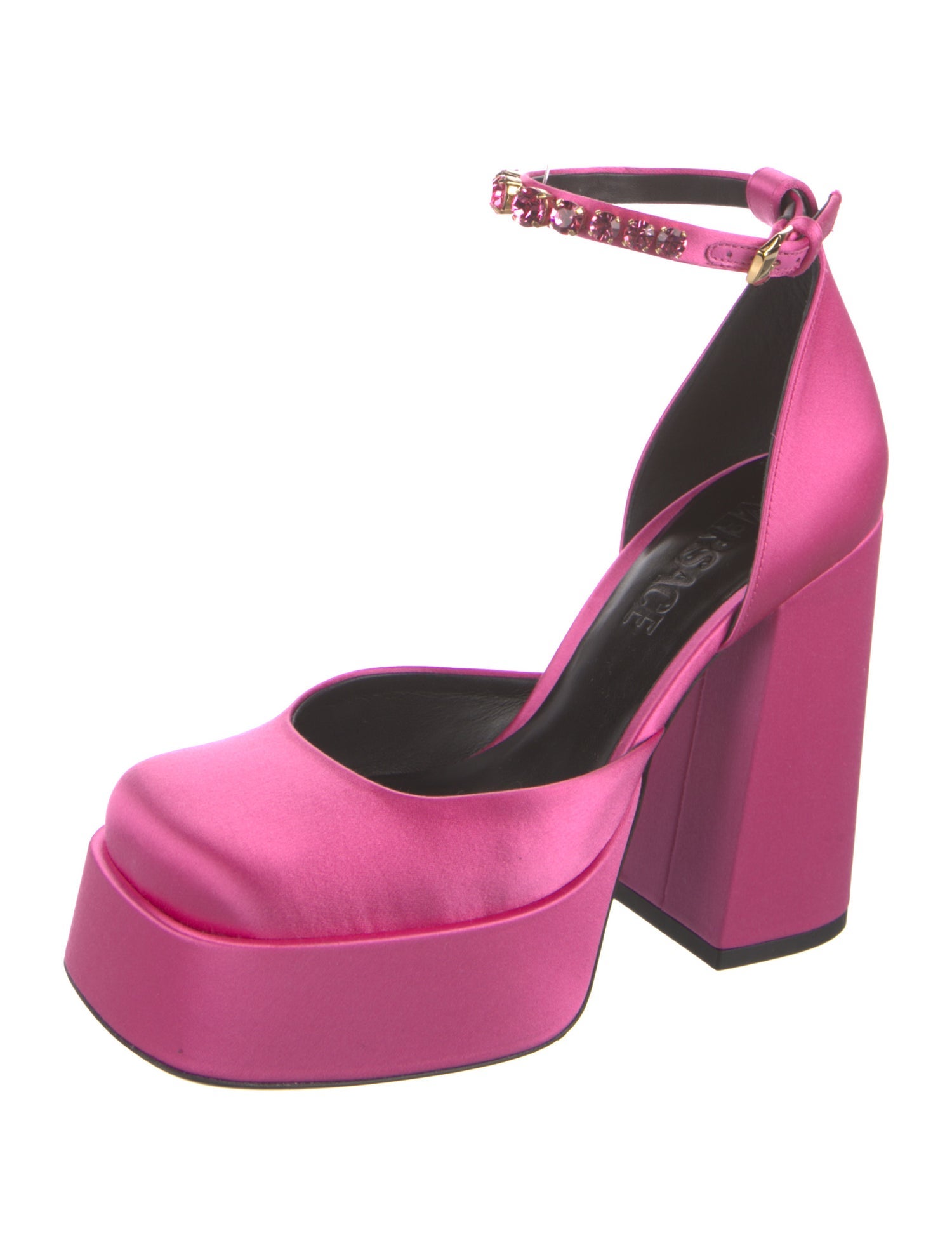 Versace Satin Crystal Embellishments D'Orsay Pumps w/ Tags