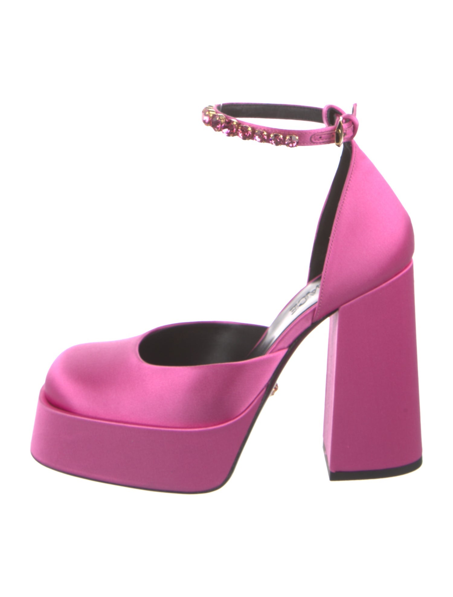 Versace Medusa Insignia Satin D'Orsay Pumps w/ Tags