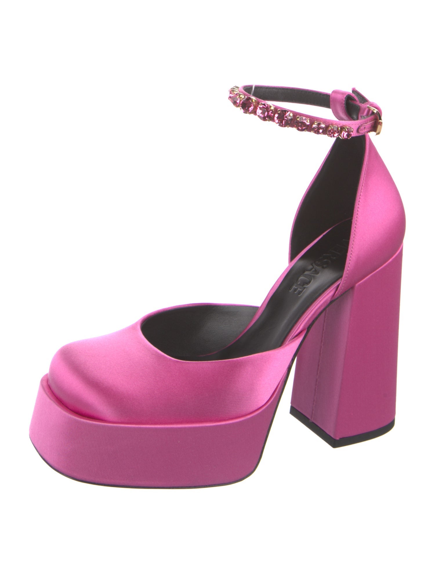 Versace Medusa Insignia Satin D'Orsay Pumps w/ Tags