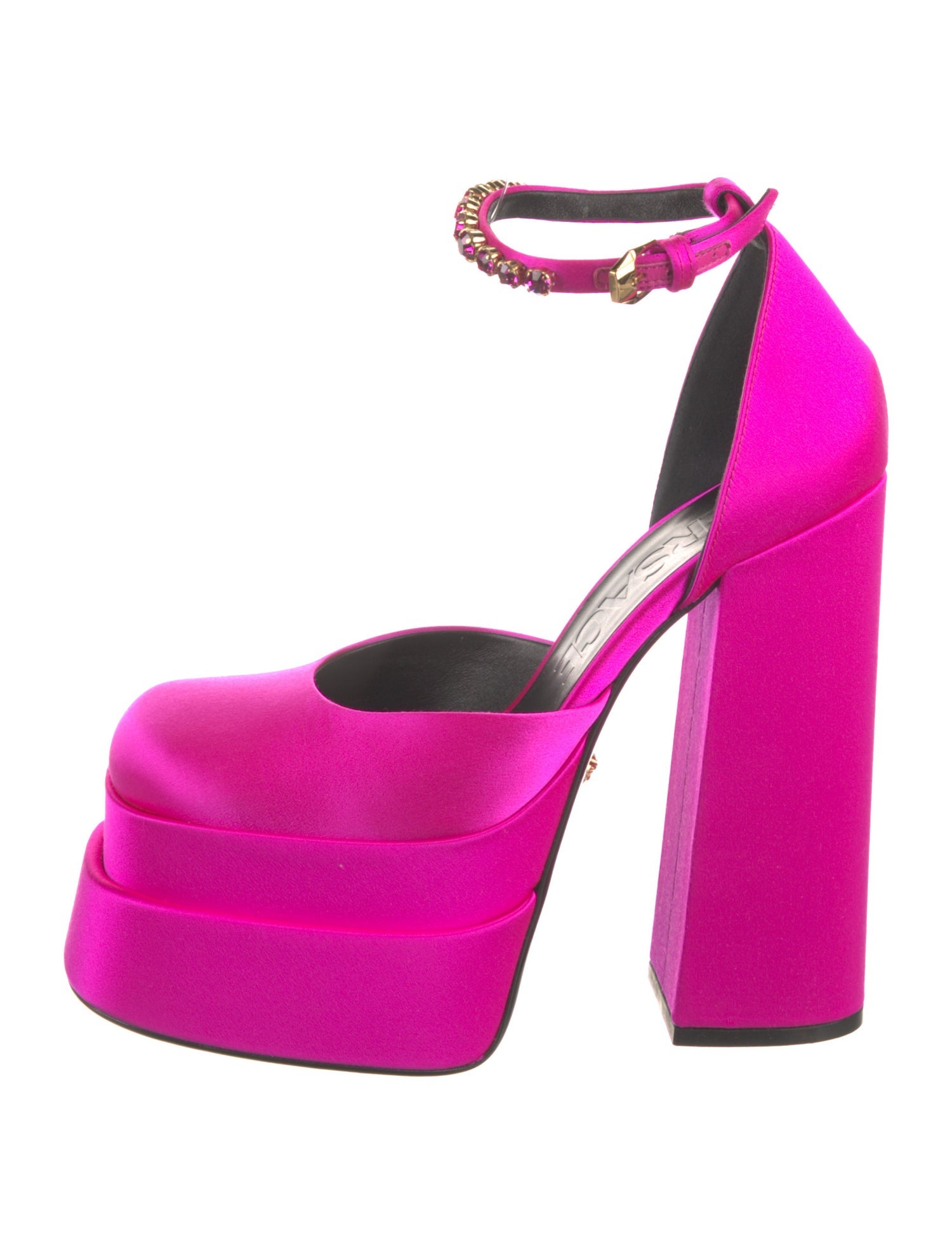 Versace Medusa Insignia Satin D'Orsay Pumps