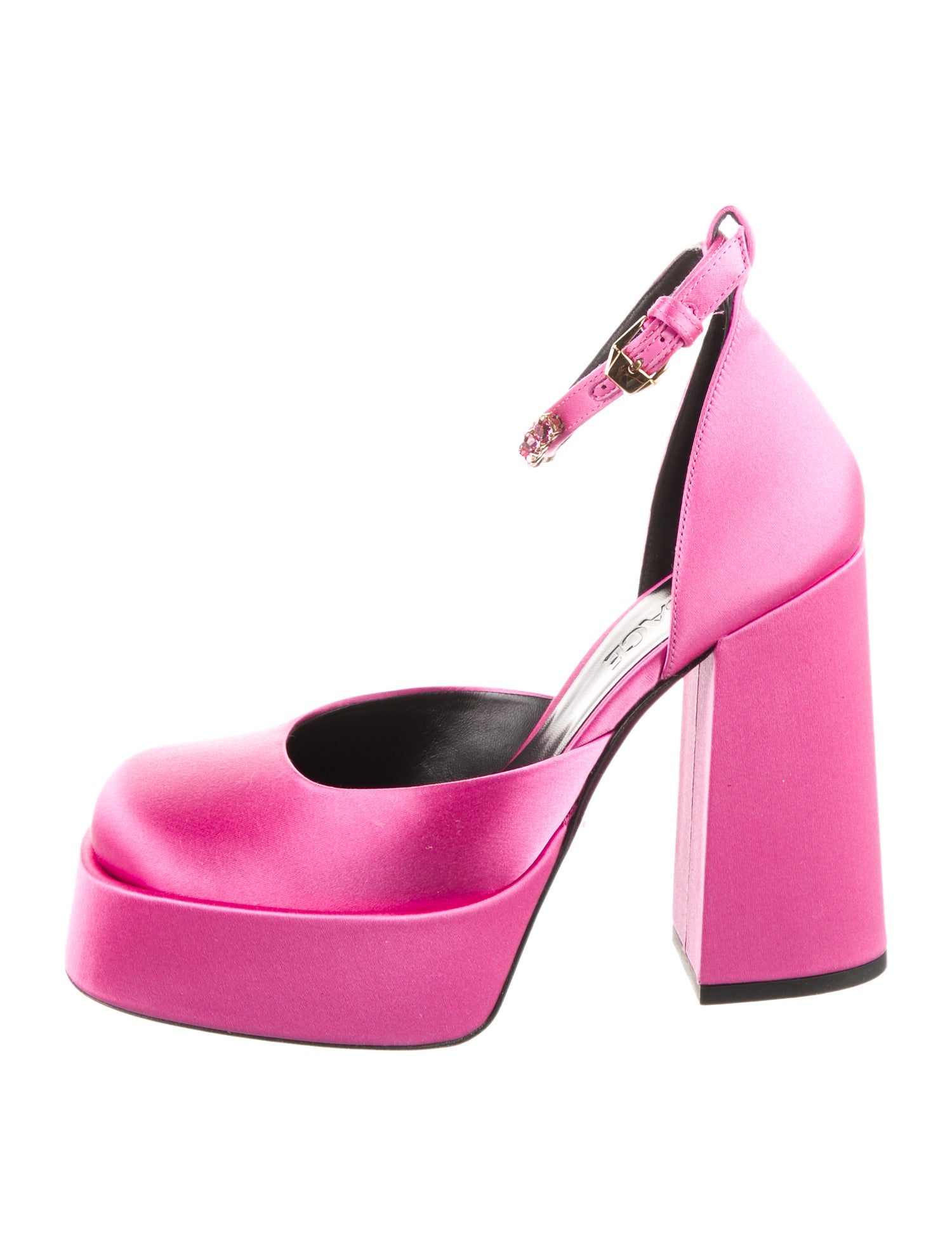 Versace Satin Crystal Embellishments D'Orsay Pumps