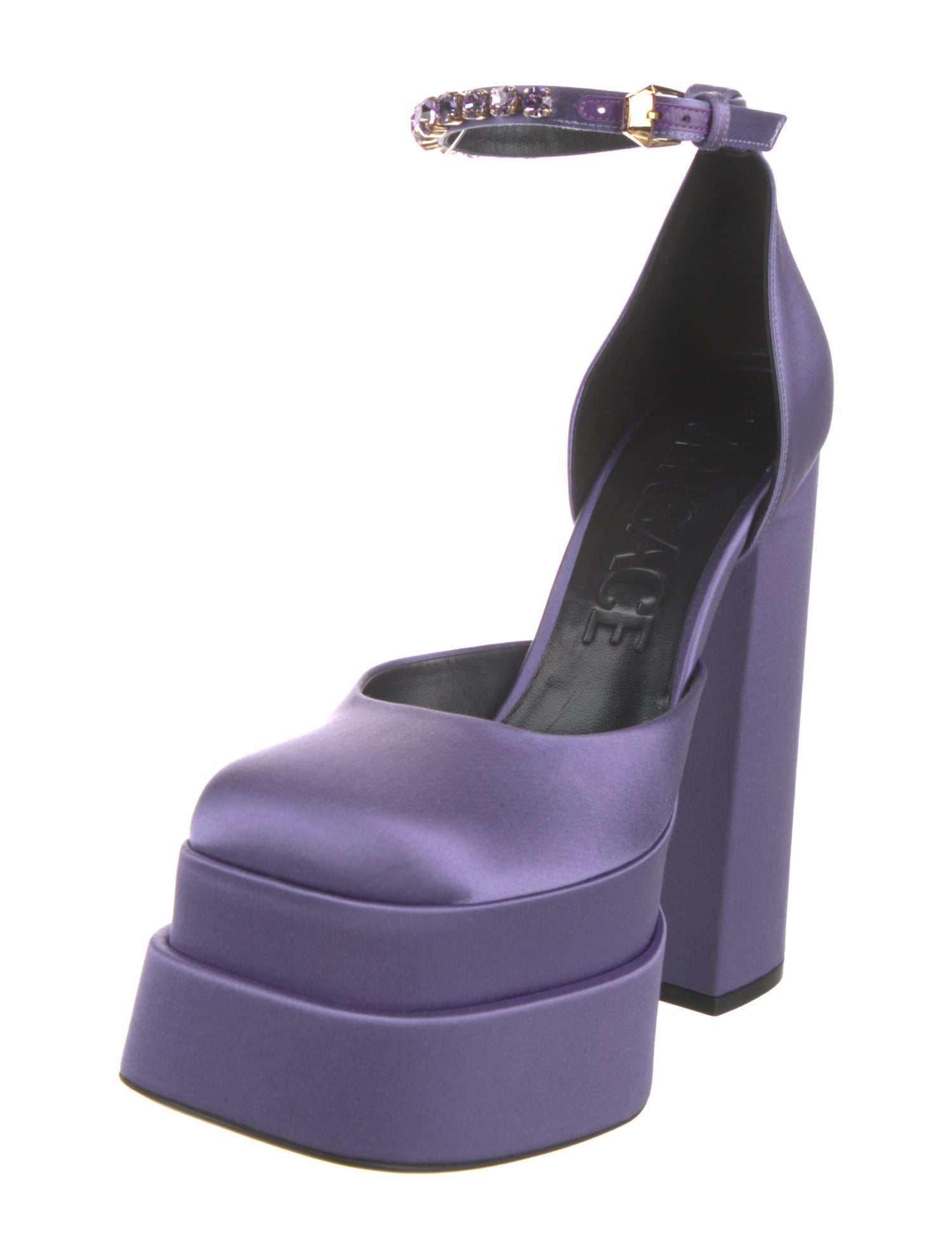 Versace Medusa Insignia Satin D'Orsay Pumps