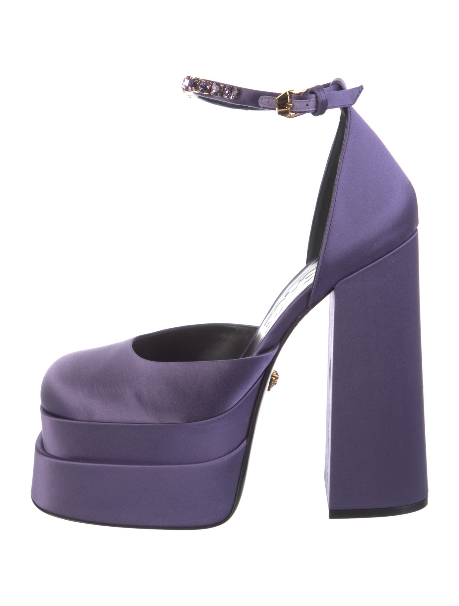 Versace Satin Crystal Embellishments D'Orsay Pumps w/ Tags