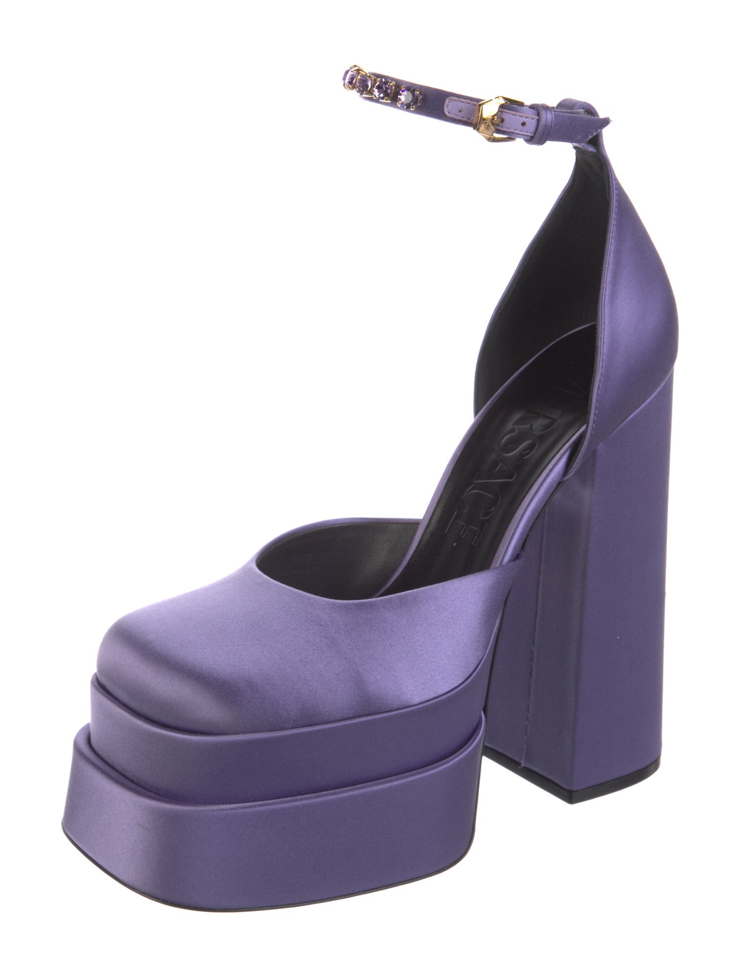 Versace Medusa Insignia Satin D'Orsay Pumps w/ Tags