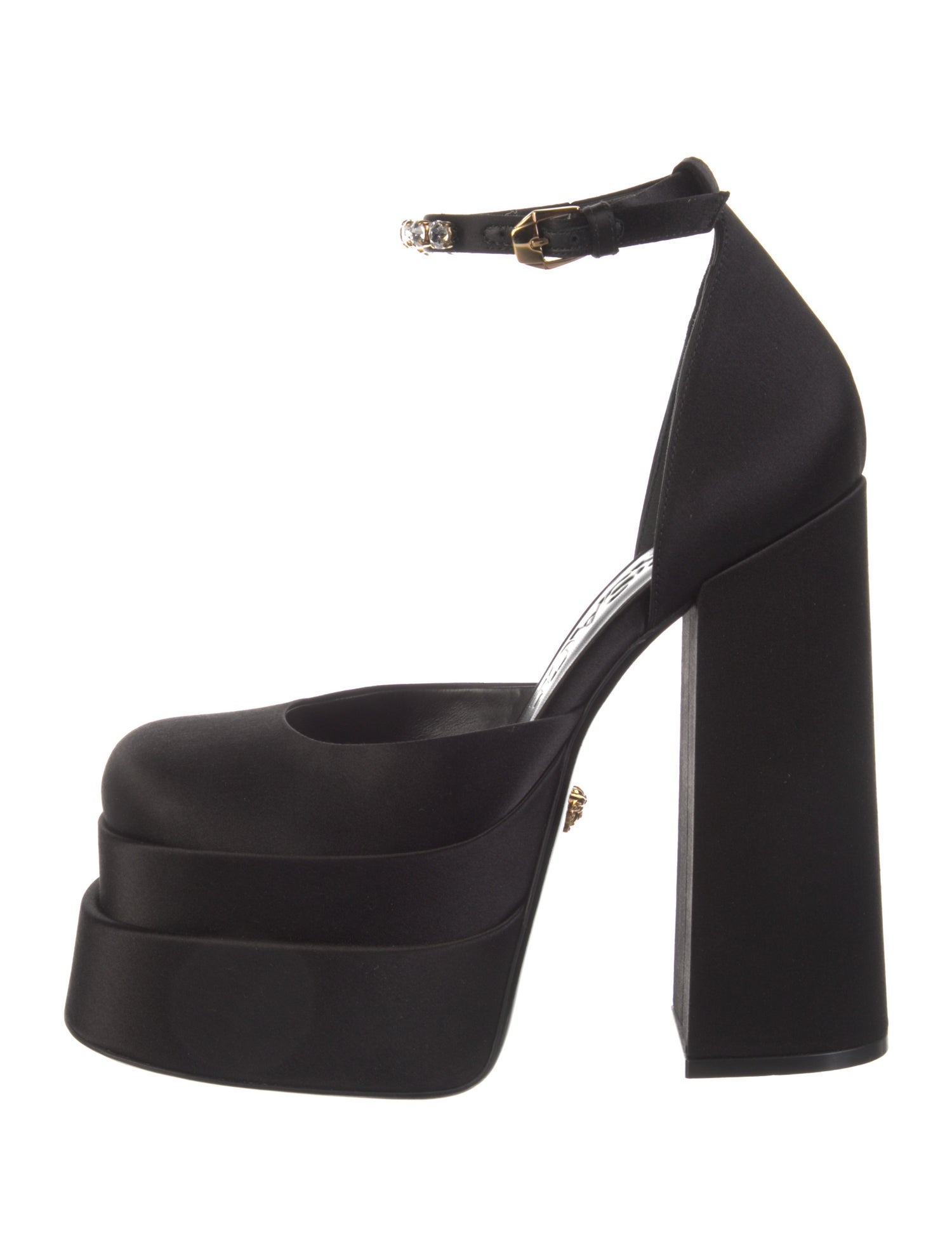 Versace Satin Crystal Embellishments D'Orsay Pumps w/ Tags