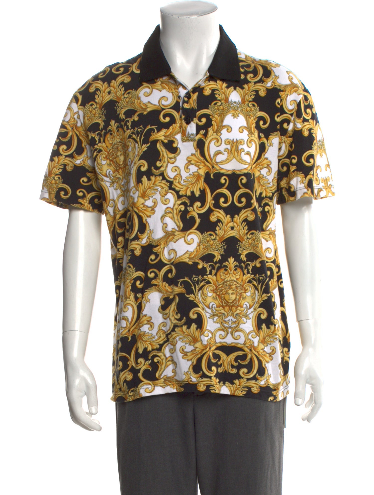Versace Paisley Print Crew Neck Polo Shirt
