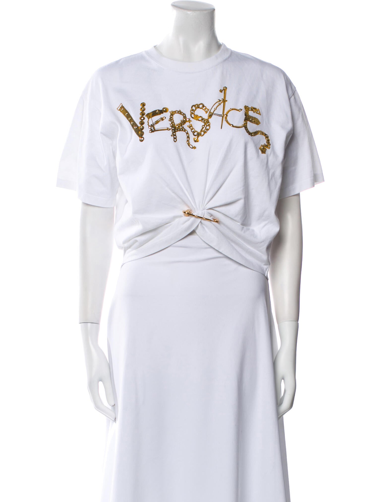 Versace Graphic Print Crew Neck Crop Top