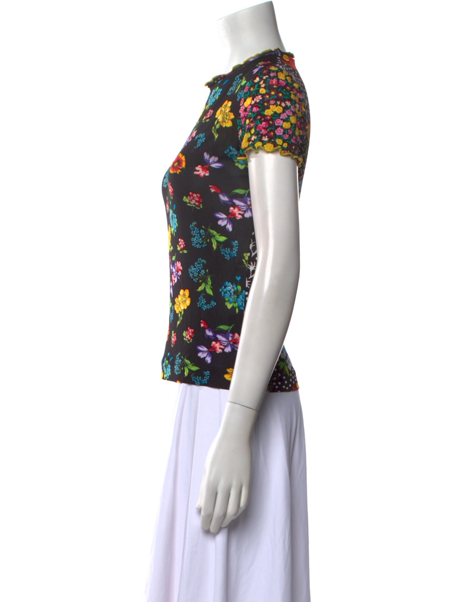 Versace Floral Print Crew Neck T-Shirt