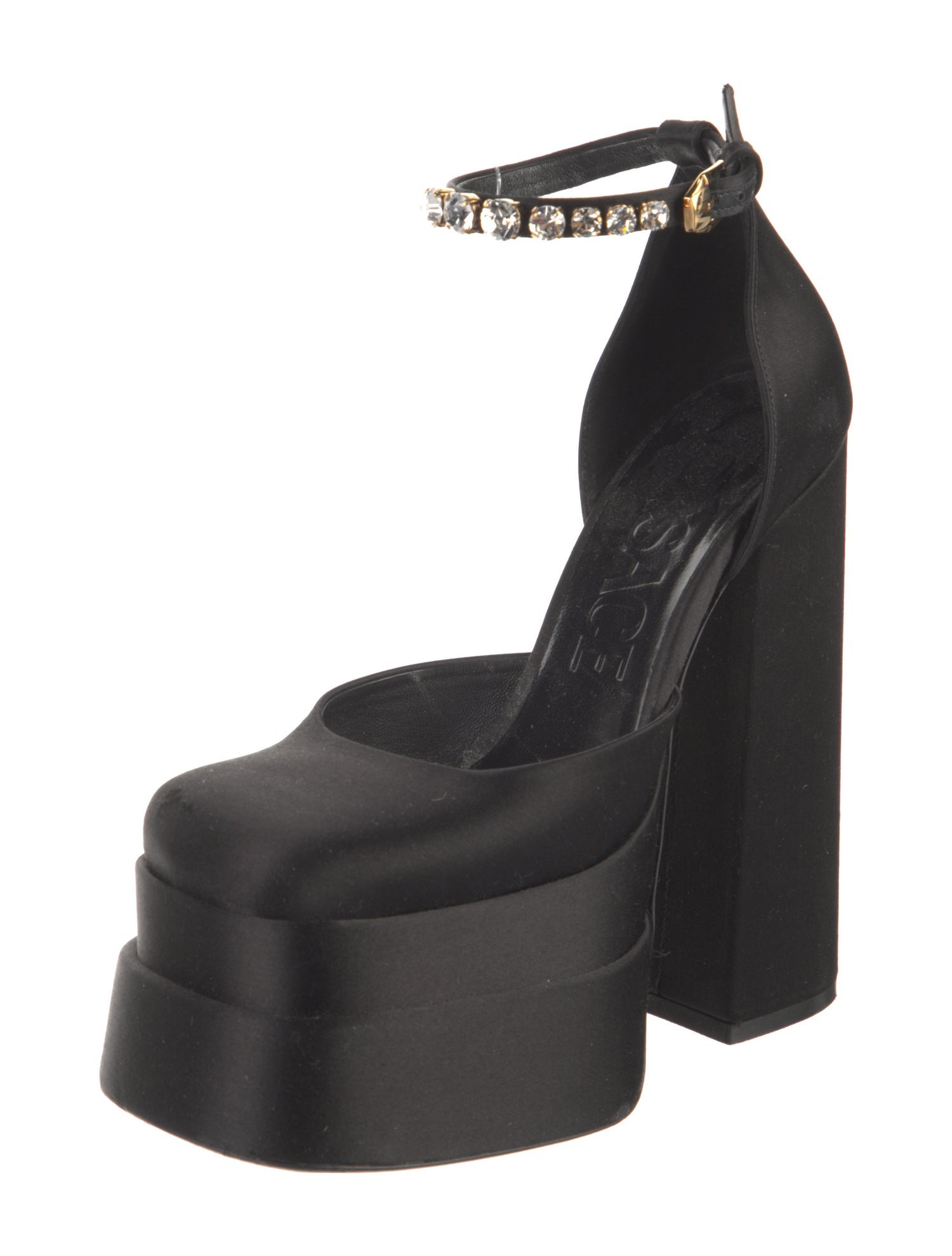 Versace Medusa Insignia Satin D'Orsay Pumps