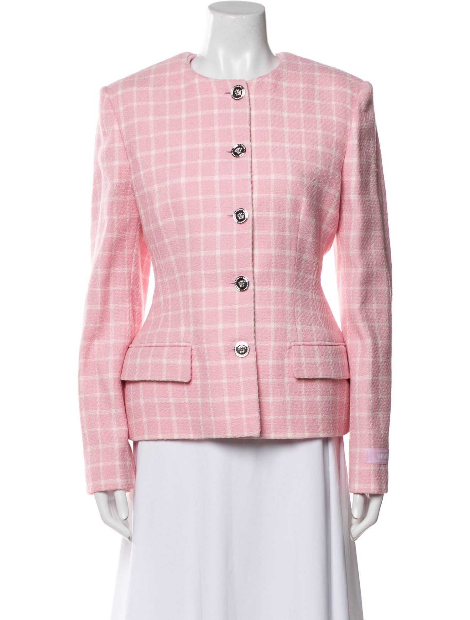 Versace Virgin Wool Plaid Print Evening Jacket w/ Tags