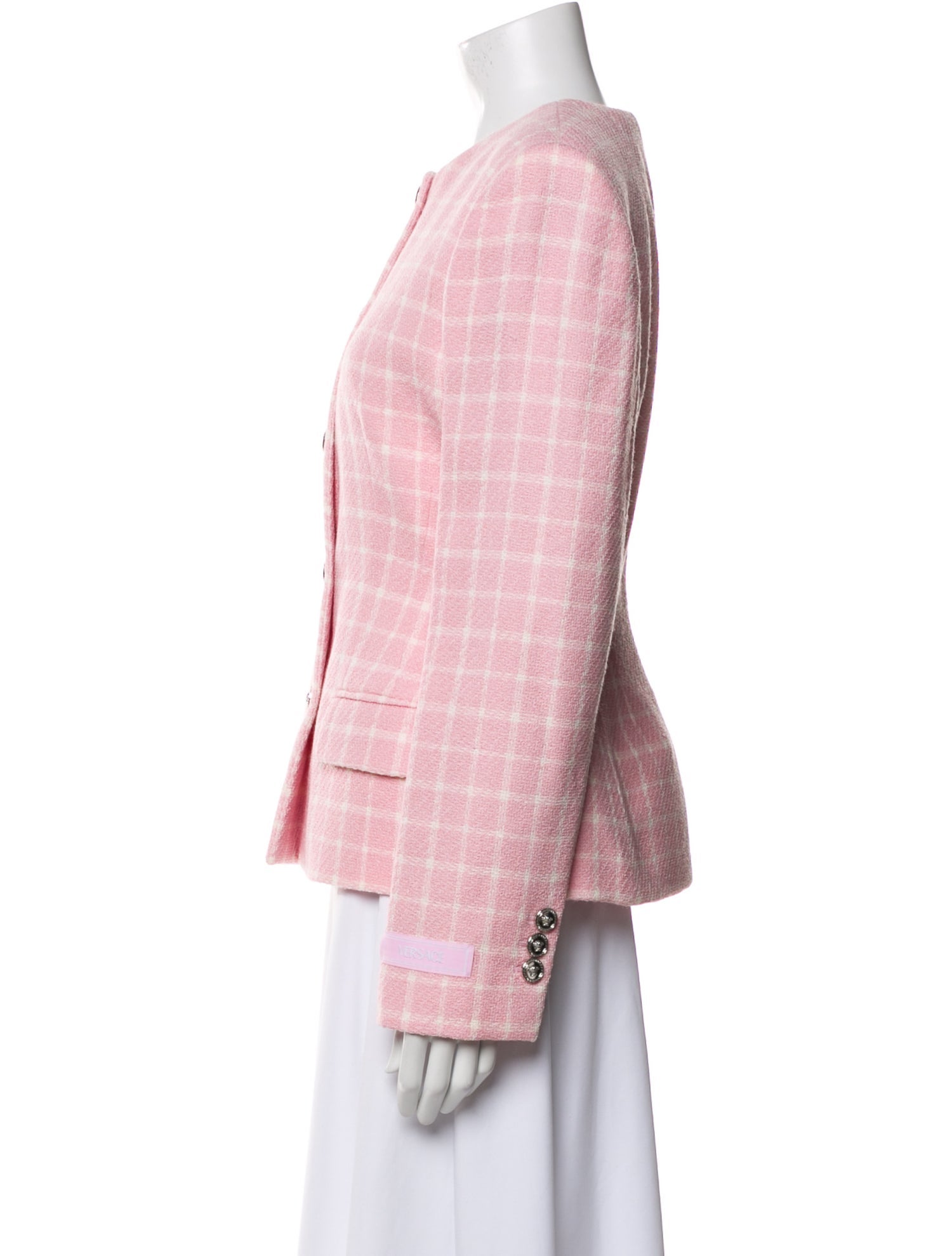 Versace Virgin Wool Plaid Print Evening Jacket w/ Tags