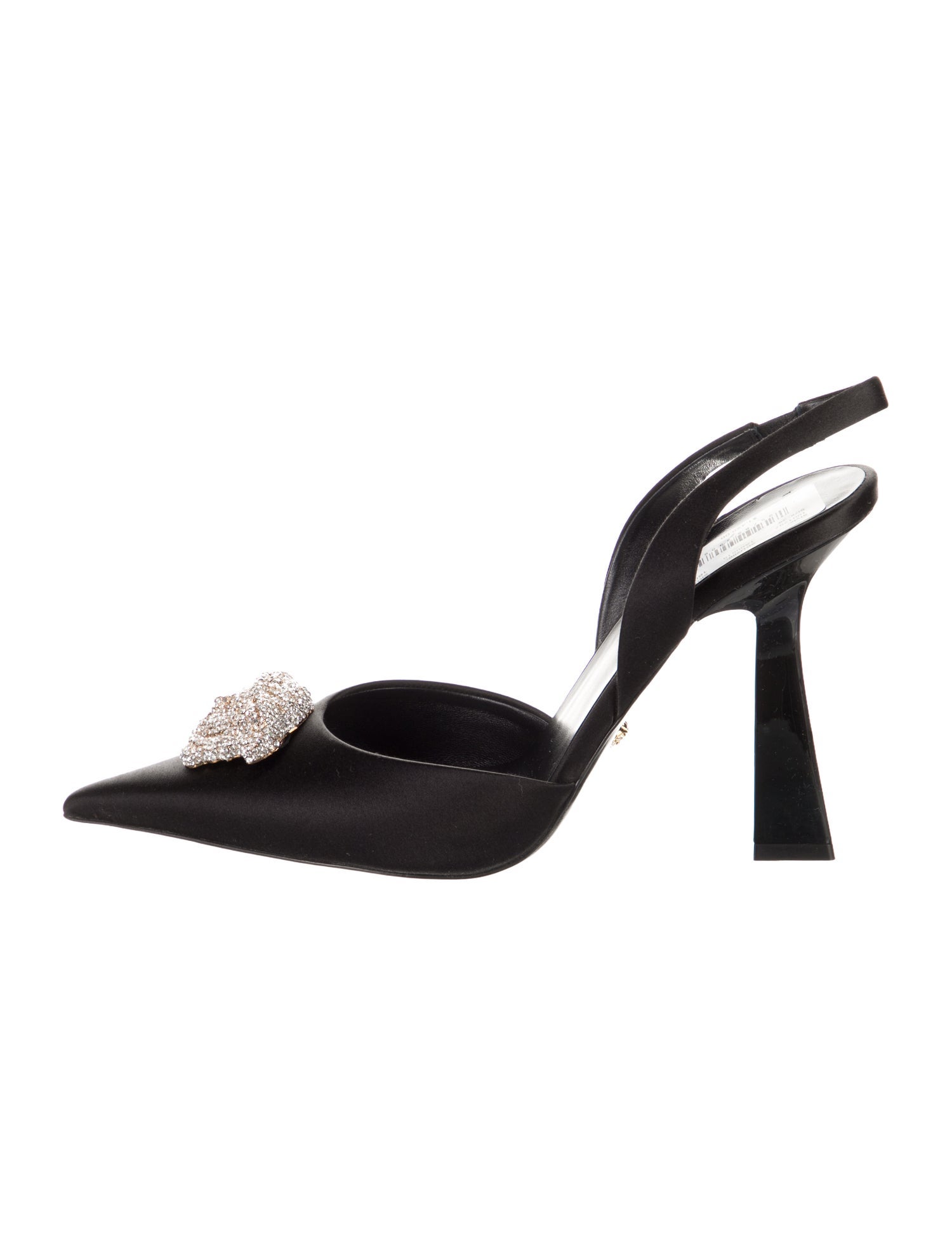 Versace Satin Crystal Embellishments Slingback Pumps