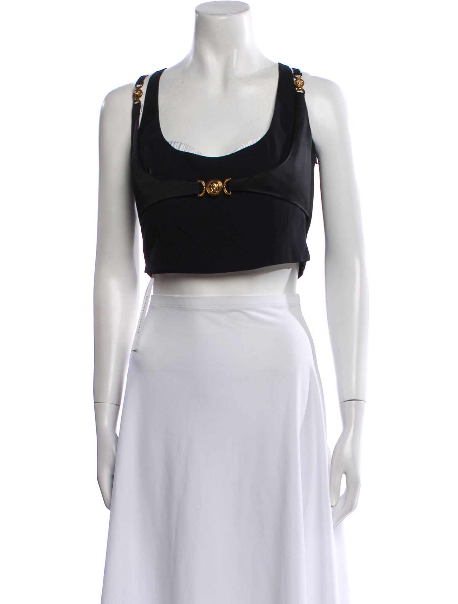 Versace Scoop Neck Sleeveless Crop Top