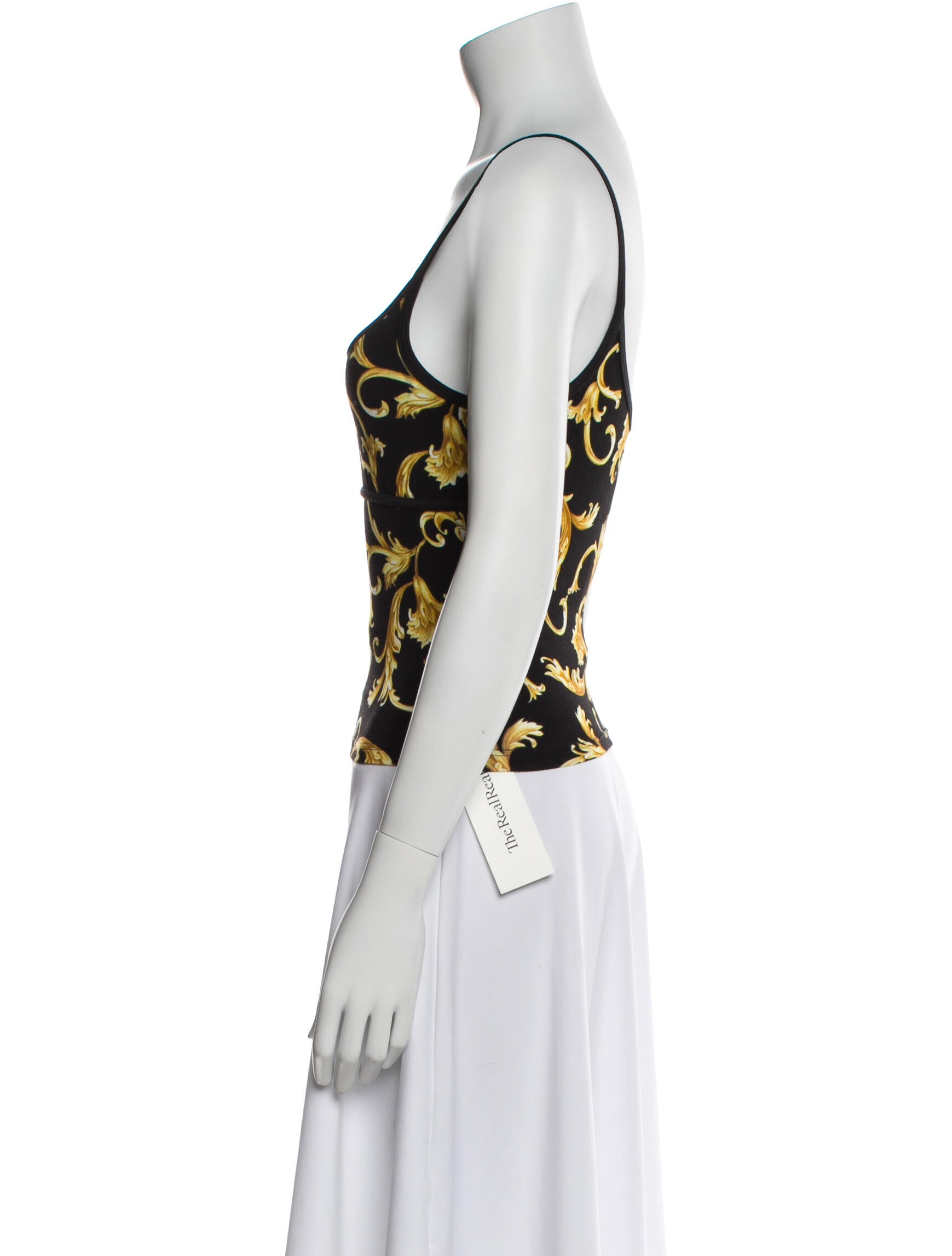 Versace Printed Scoop Neck Top w/ Tags