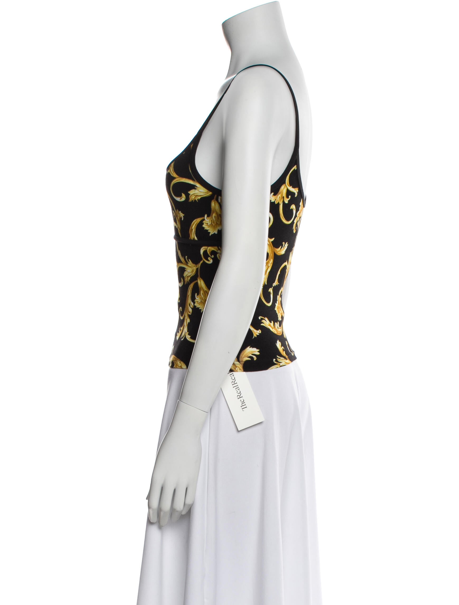 Versace Printed Scoop Neck Top w/ Tags
