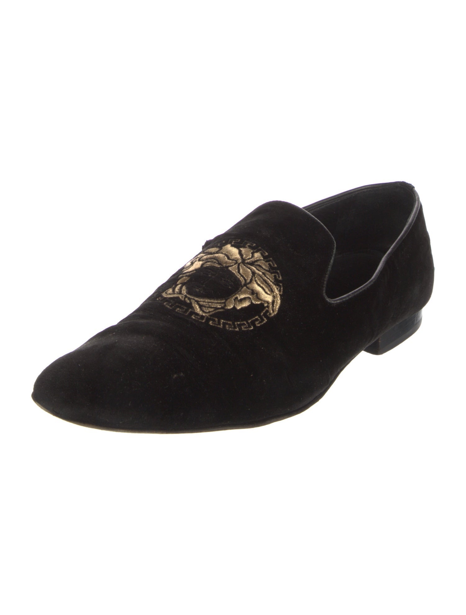 Versace Medusa Insignia Velvet Loafers